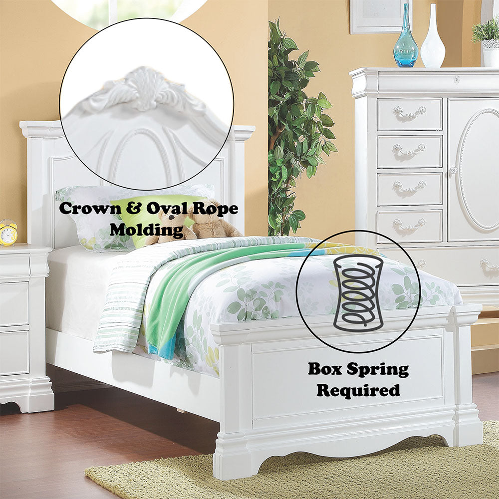 Estrella Youth Full Panel Bed in White - Ornate Home