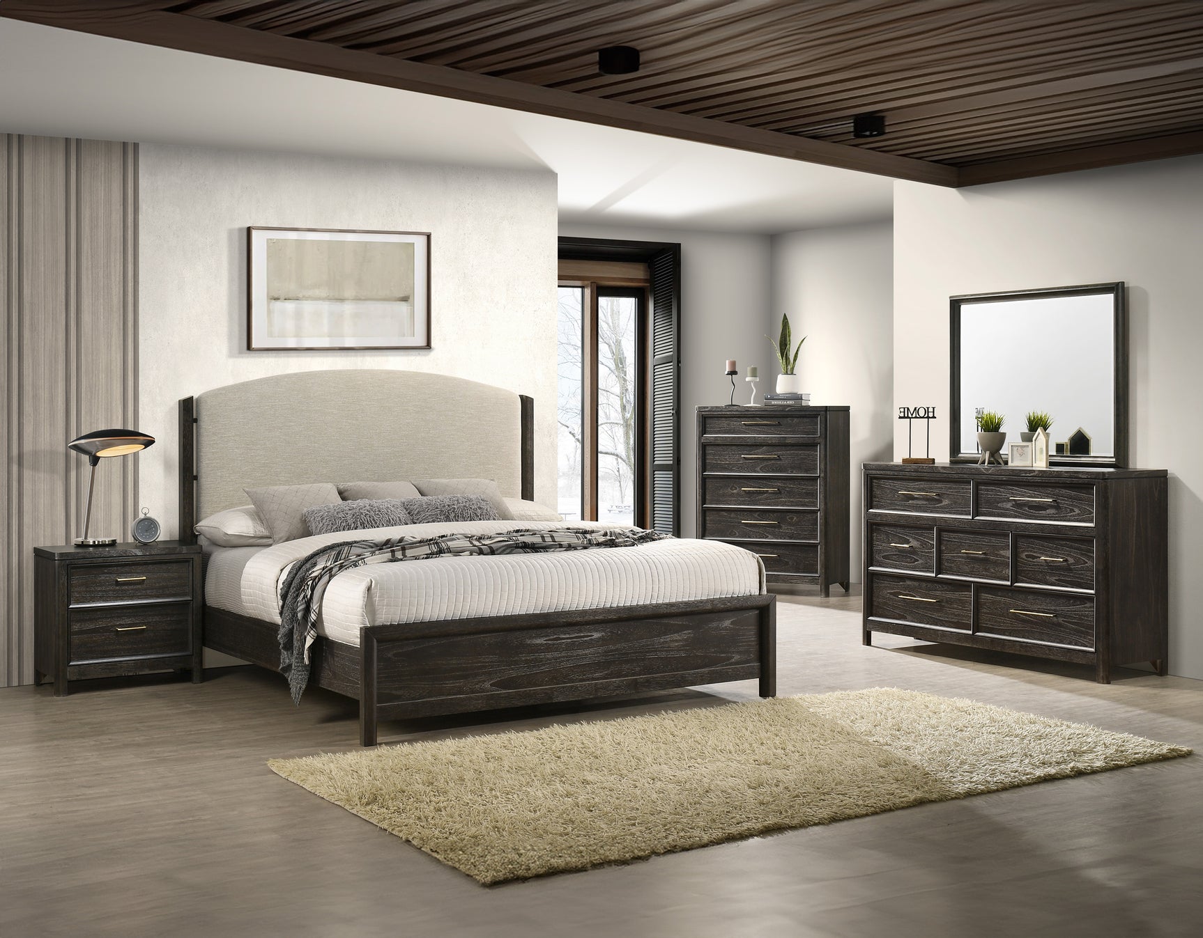 Ethel Dark Brown Queen Panel Bed - Ornate Home