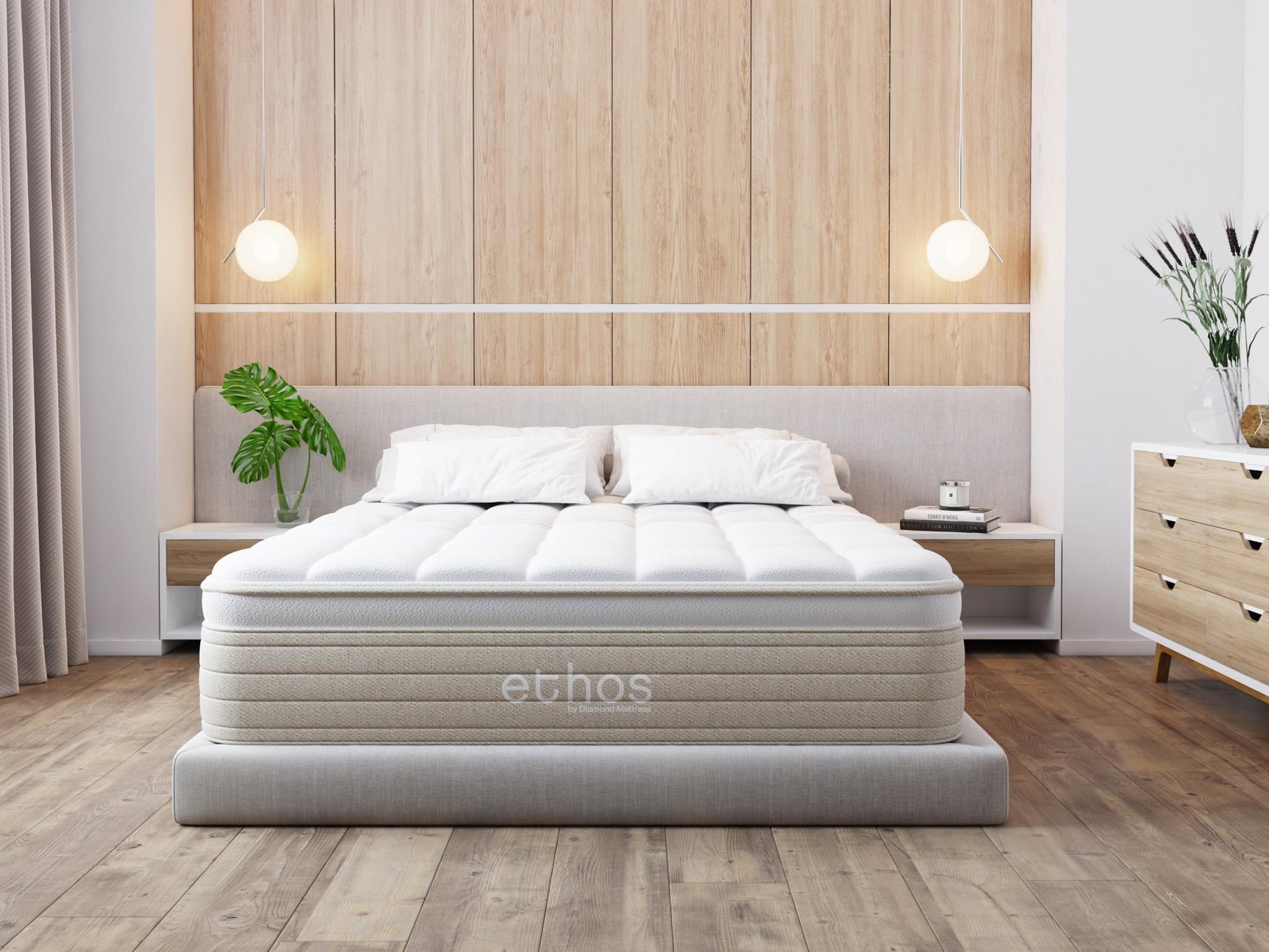 Ethos Natural Hybrid 14.5" Firm Beige&White Twin Mattress - Ornate Home