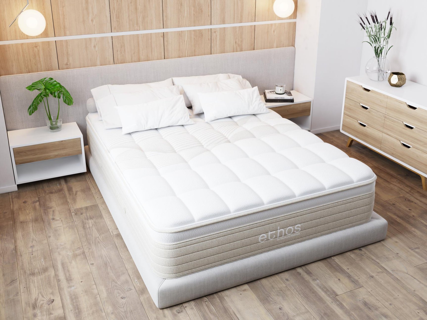 Ethos Natural Hybrid 14.5" Firm Beige&White Twin Mattress - Ornate Home