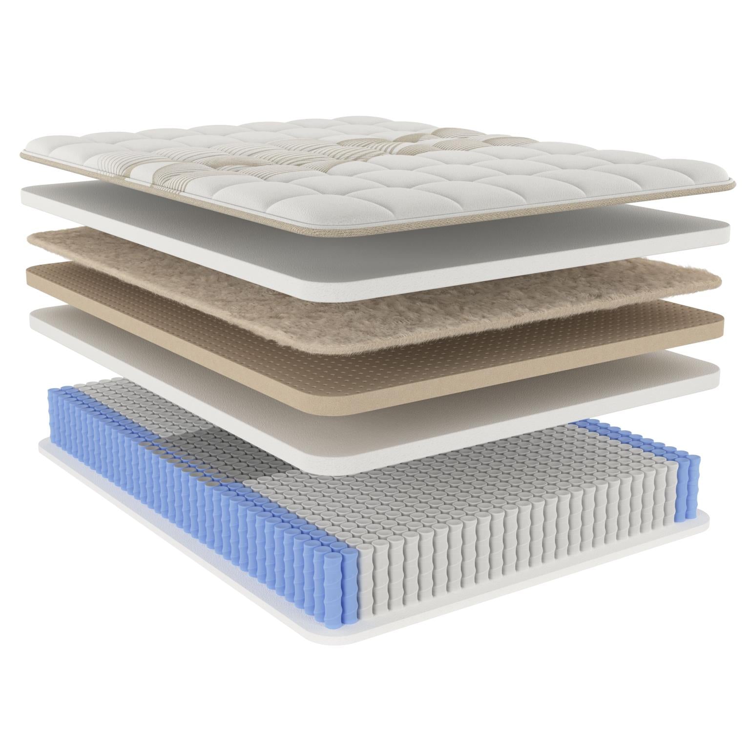 Ethos Natural Hybrid 14.5" Firm Beige&White Twin Mattress - Ornate Home