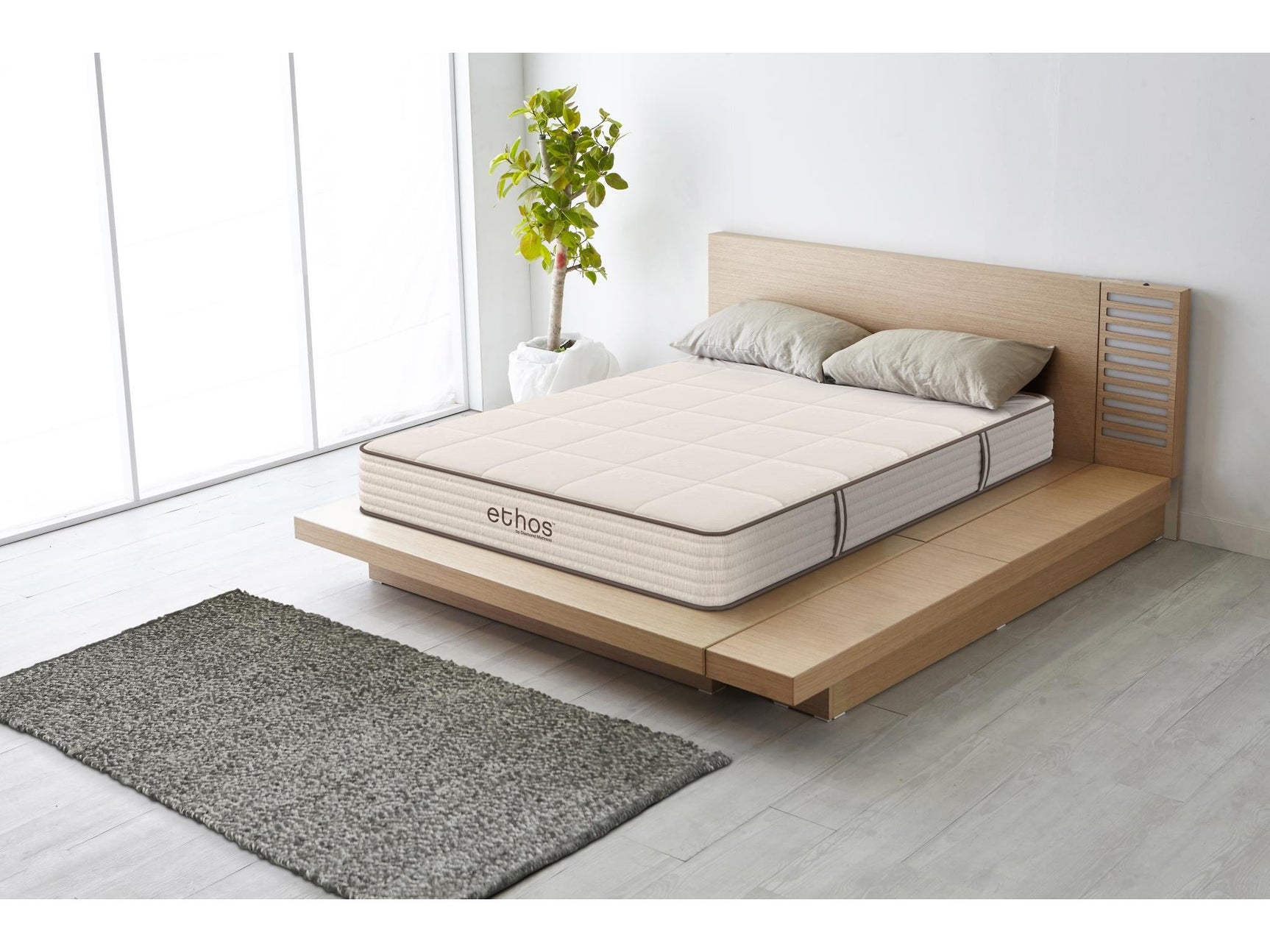 Ethos Organic Hybrid 12" Medium Grey&White Twin XL Mattress - Ornate Home