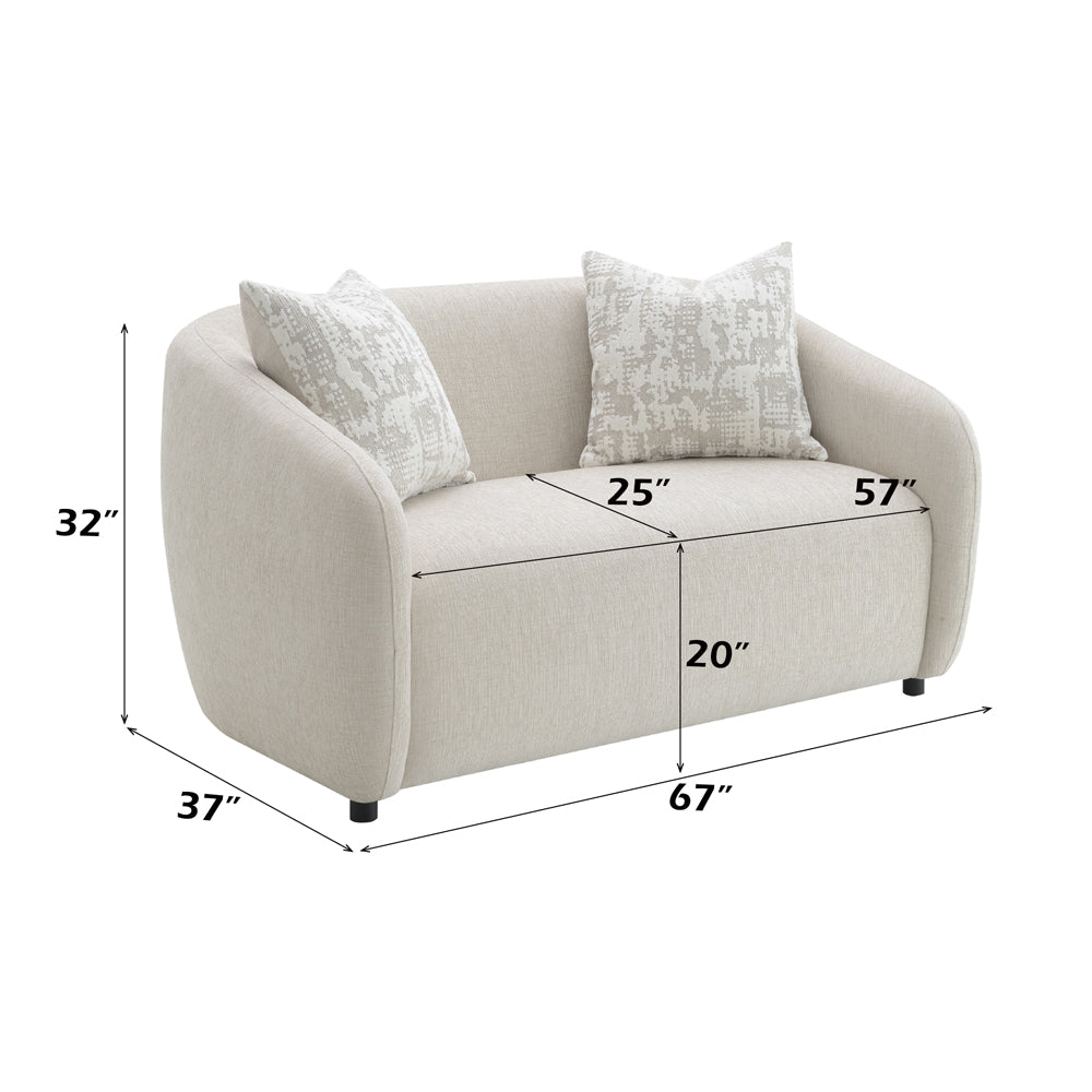 Etienne Beige Loveseat W/3 Pillows - Ornate Home