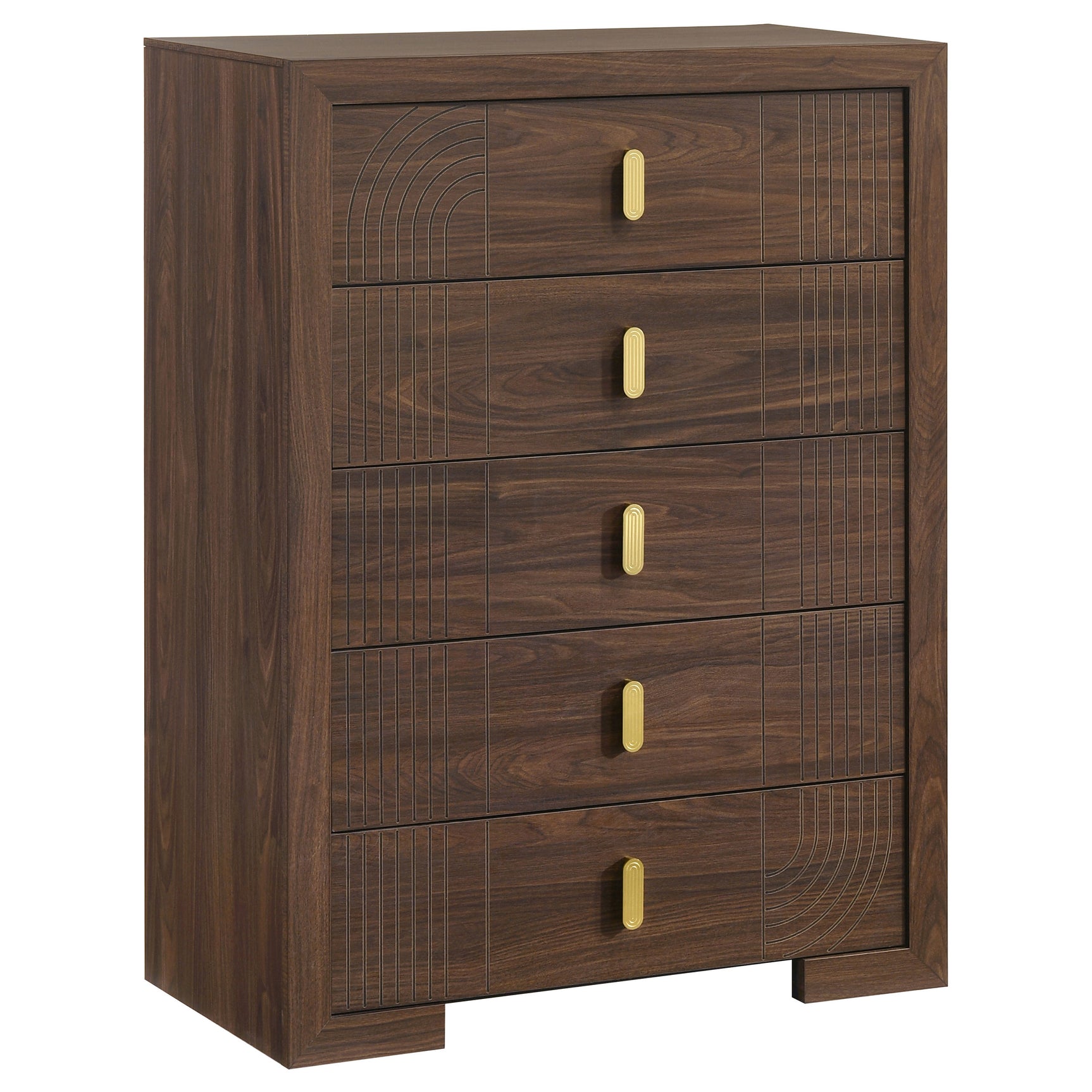 Etienne Walnut 5-drawer Bedroom Chest Of Drawers - Ornate Home