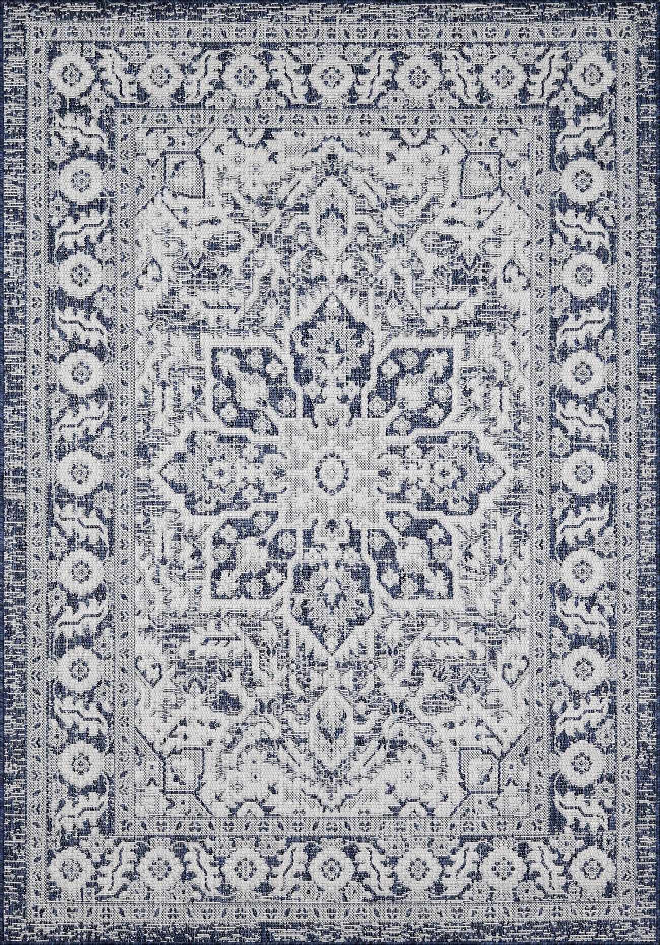 Etoile Navy Blue Performance Outdoor Rug - Ornate Home