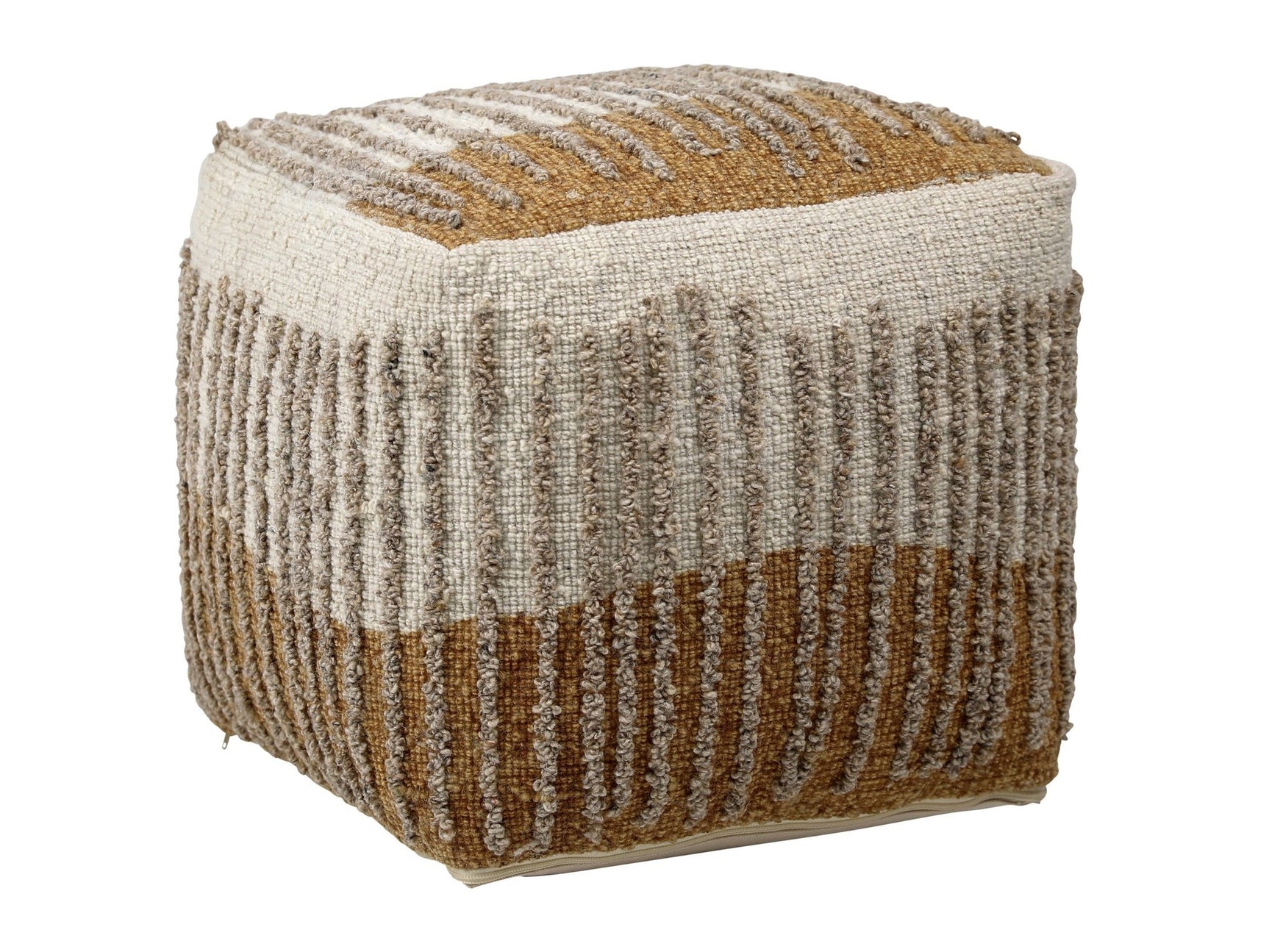 Eugene Mustard/Beige Pouf - Ornate Home