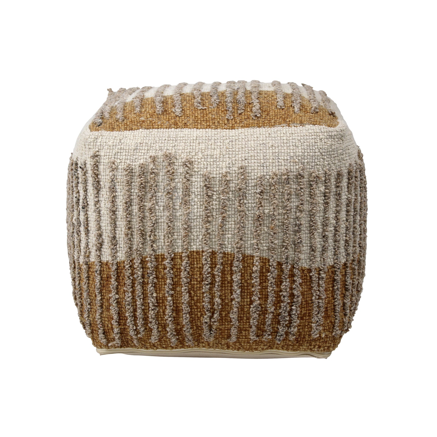 Eugene Mustard/Beige Pouf - Ornate Home