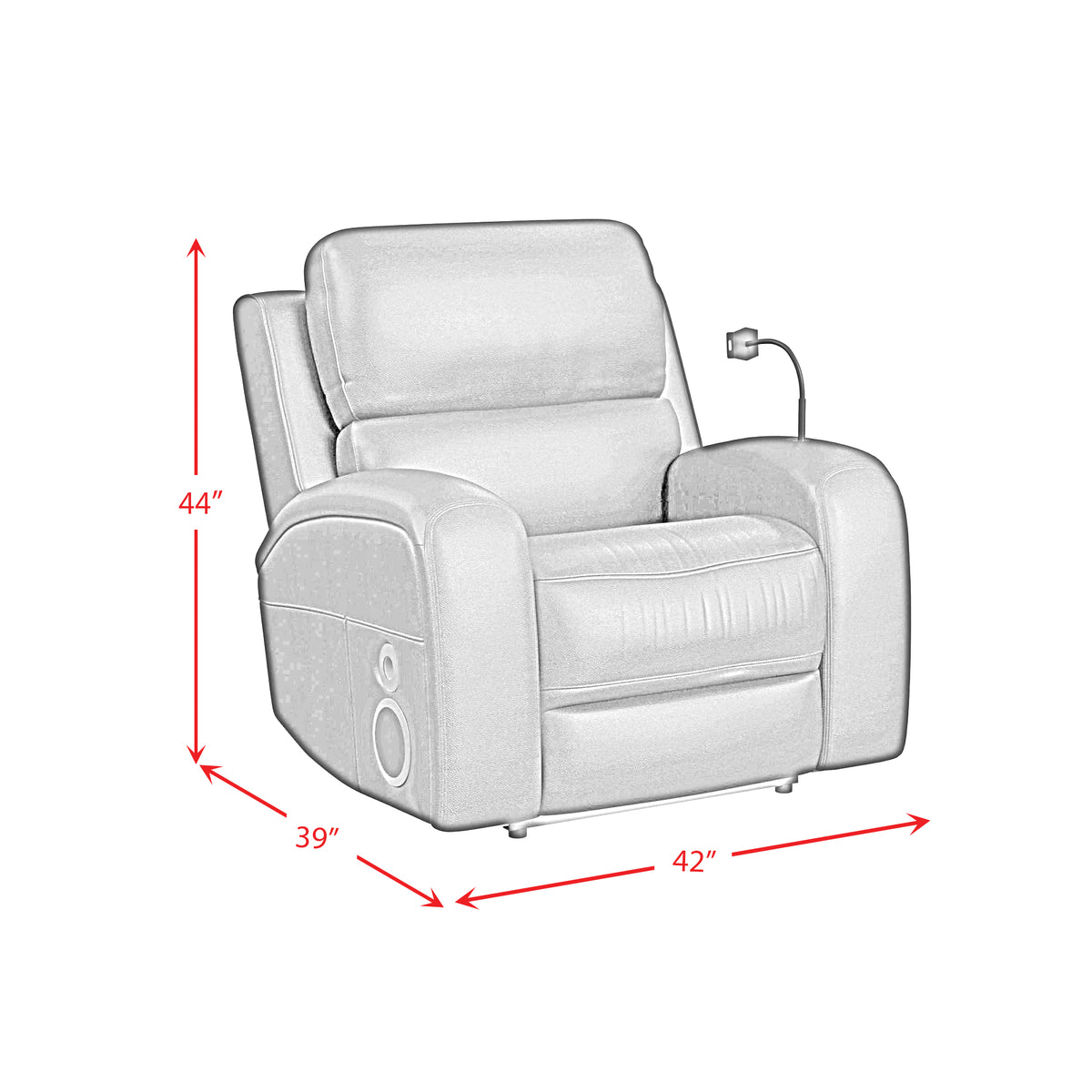 Euphora Aline Black P3 Power Glider Recliner with Heat & Massage, Music, Ipad Holder with Wireless Charger and USBC - Ornate Home