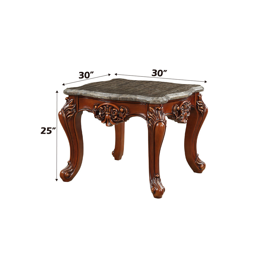 Eustoma End Table in Marble/Walnut - Ornate Home