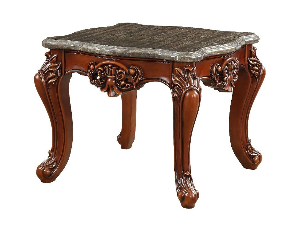 Eustoma End Table in Marble/Walnut - Ornate Home