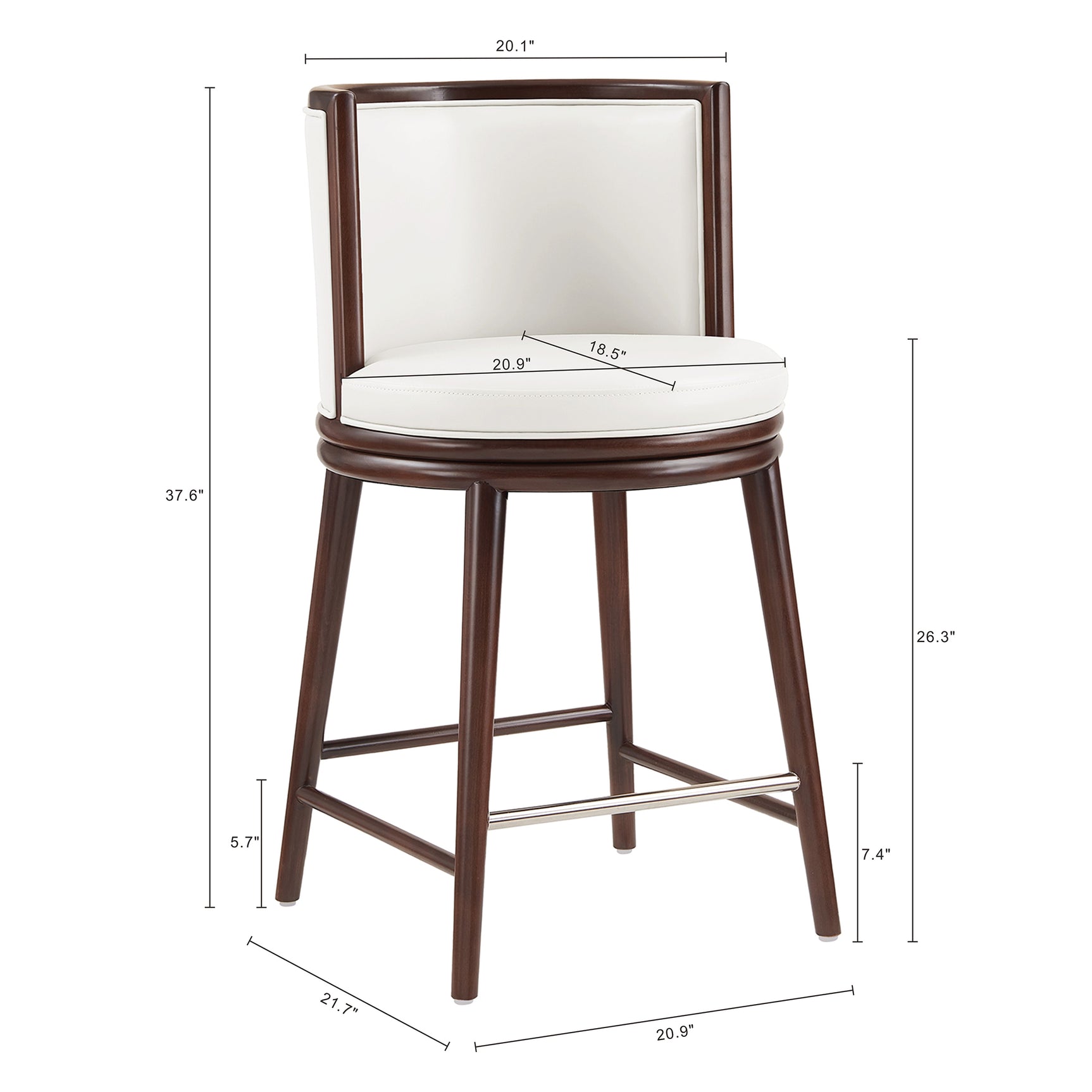 Evalyn Counter Stool in White (set of 2) - Ornate Home