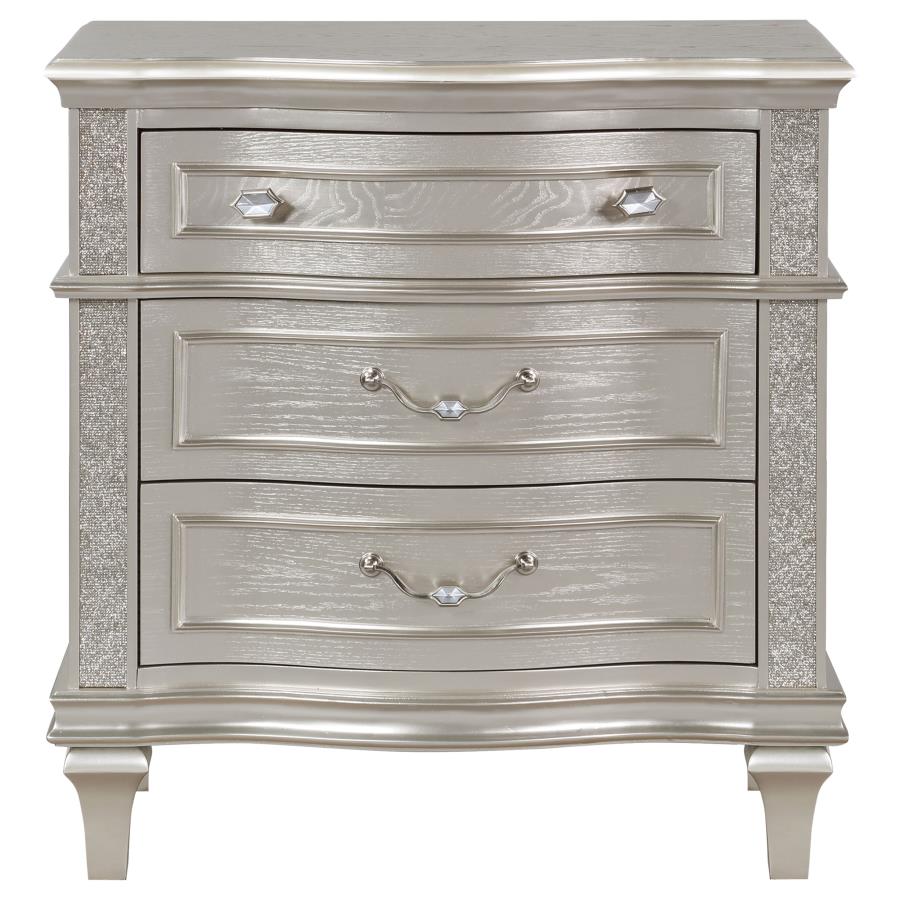 Evangeline Silver Oak 3-drawer Nightstand - Ornate Home