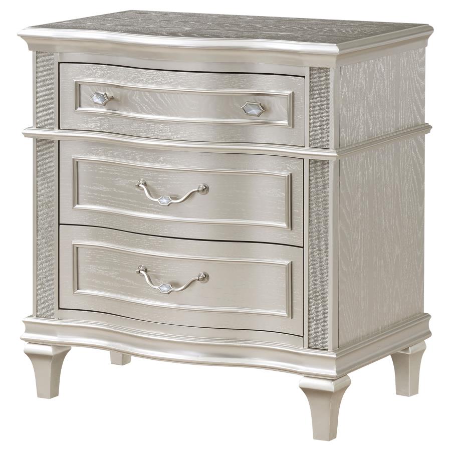 Evangeline Silver Oak 3-drawer Nightstand - Ornate Home