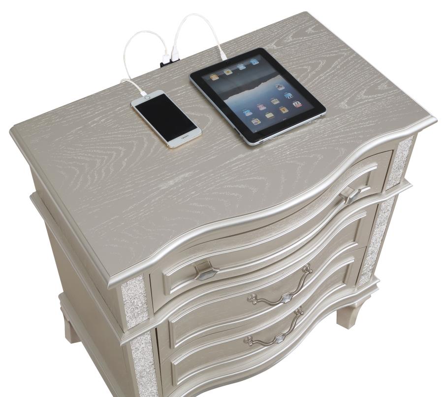 Evangeline Silver Oak 3-drawer Nightstand - Ornate Home