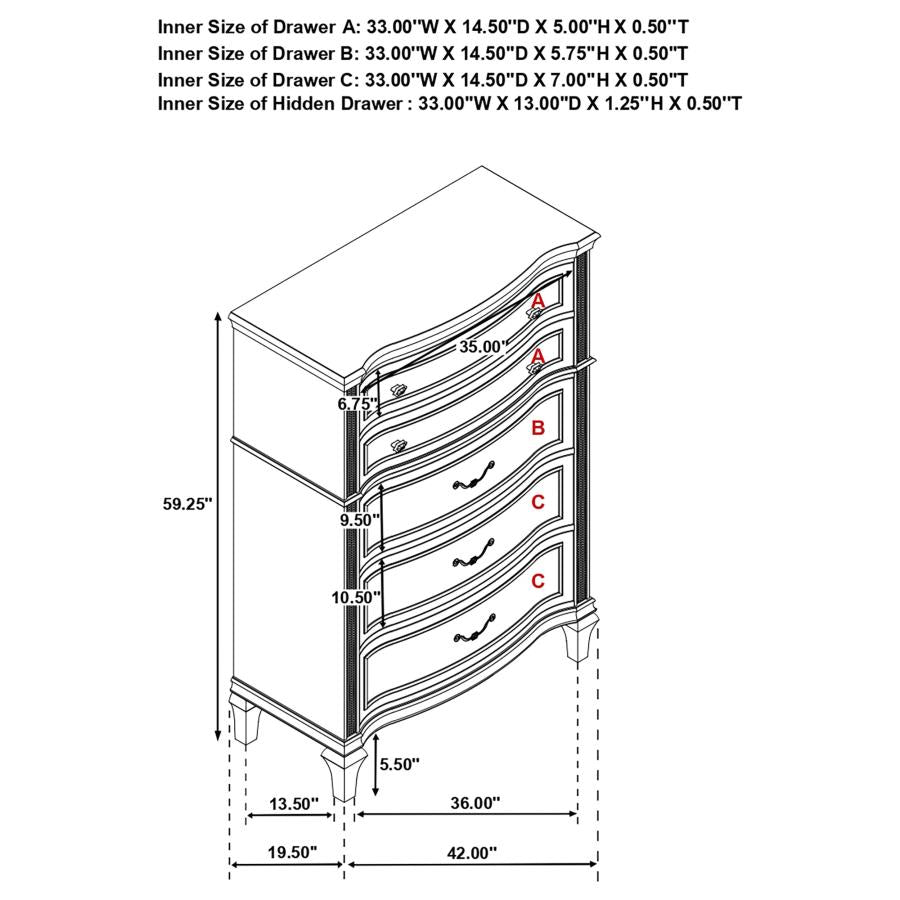 Evangeline Silver Oak 6-drawer Chest - Ornate Home