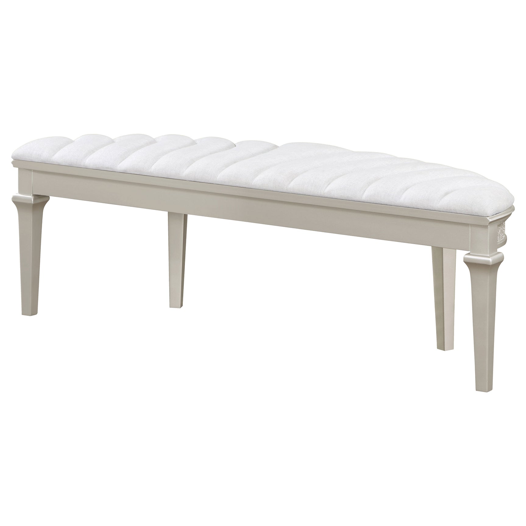 Evangeline Silver Oak Curved Fabric Upholstered Bench - Ornate Home