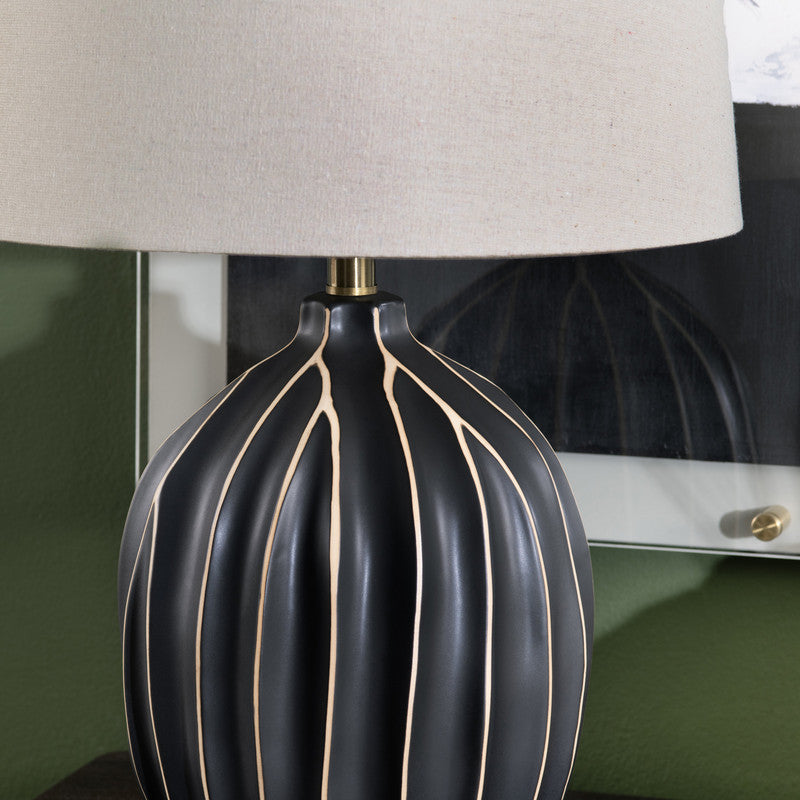 Evans Black/Oatmeal Table Lamp - Ornate Home