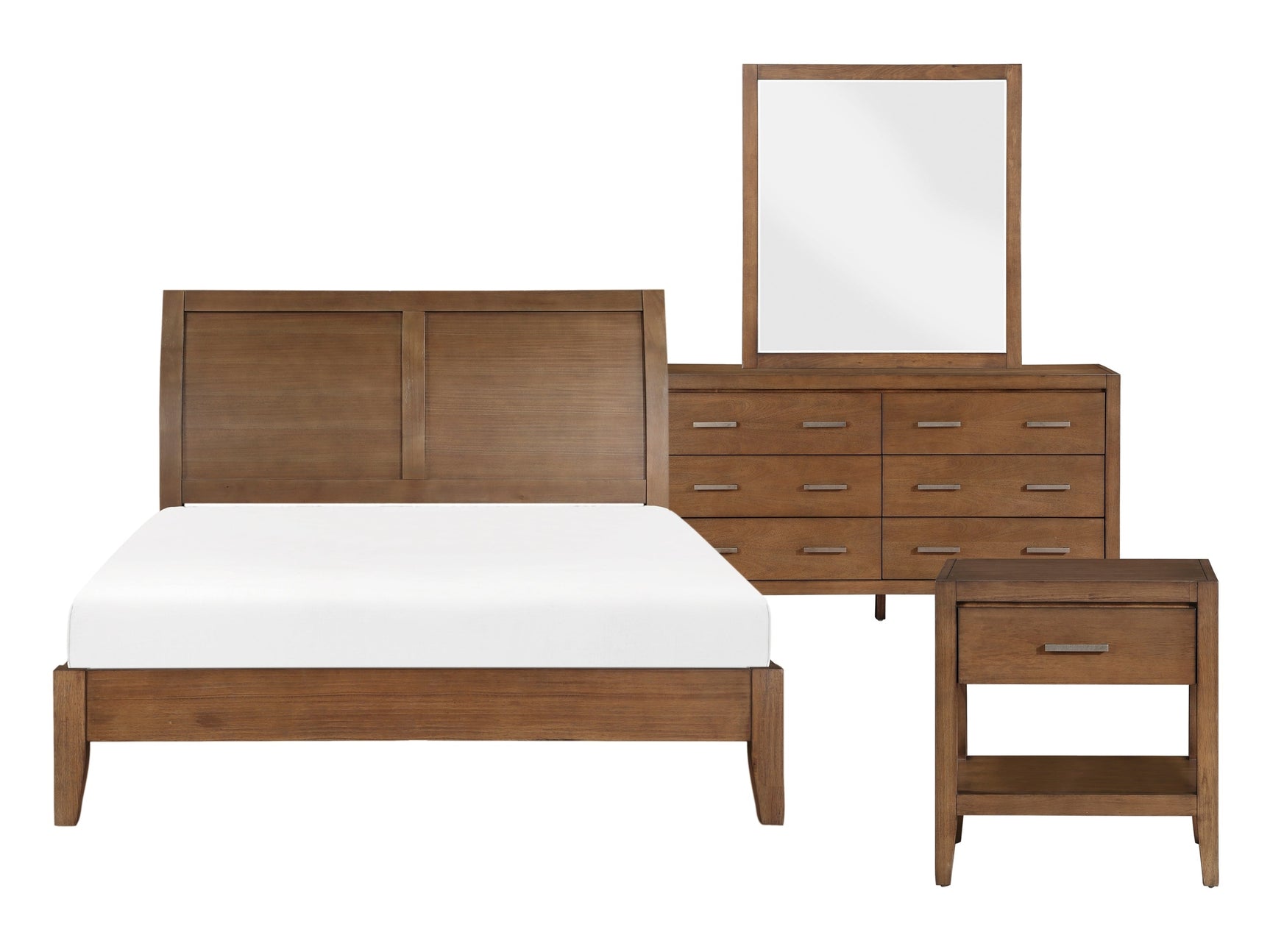 Evans Wire Brushed Light Brown 4-Piece Queen Bedroom Set - Ornate Home