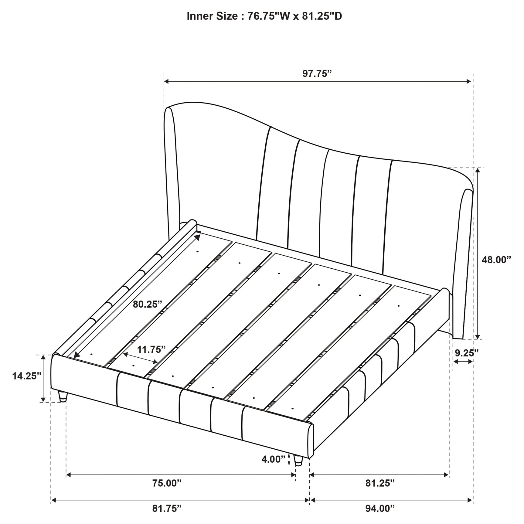 Evelyn Ivory Upholstered Eastern King Panel Platform Bed - Ornate Home