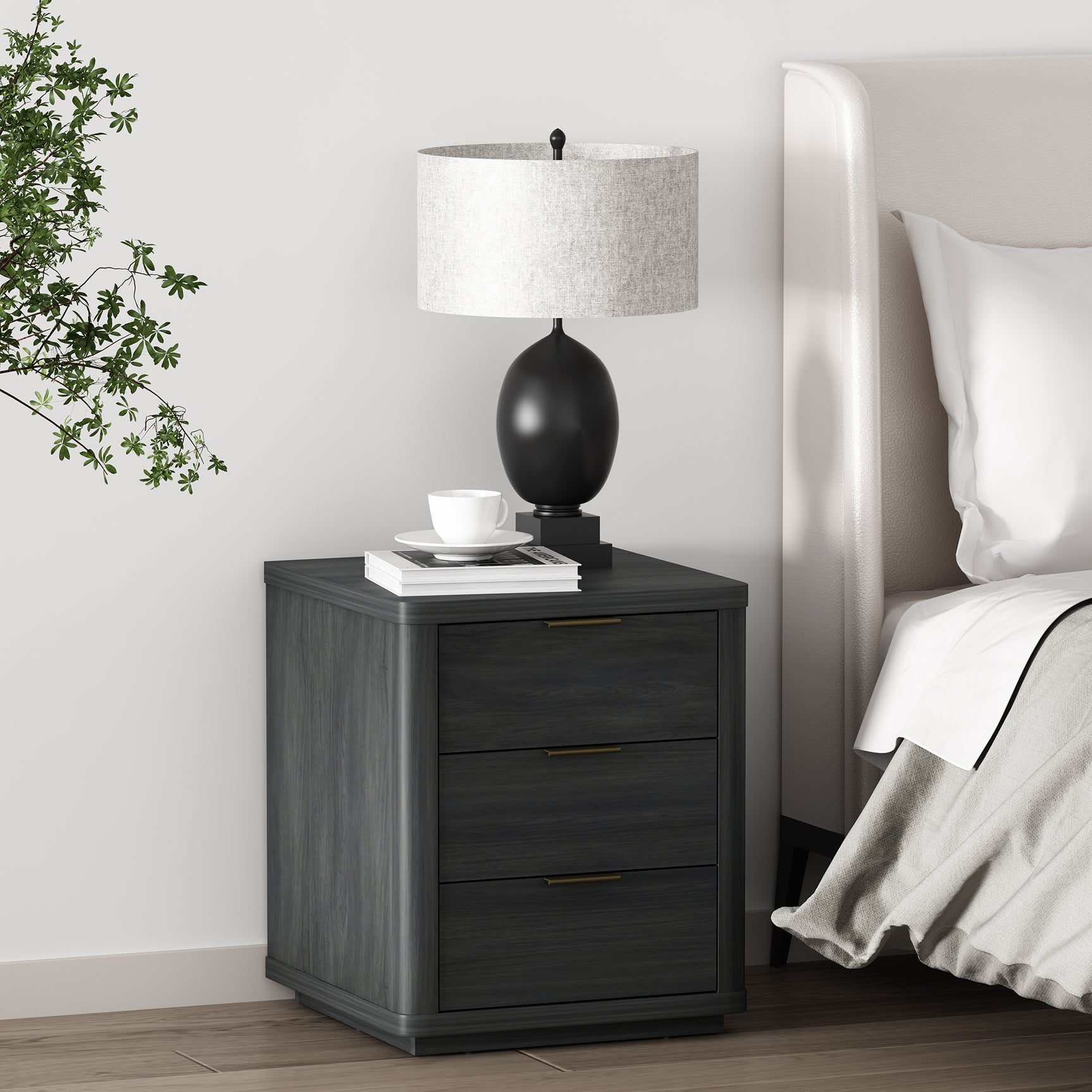 Evelyn Nightstand in Charcoal Grey - Ornate Home