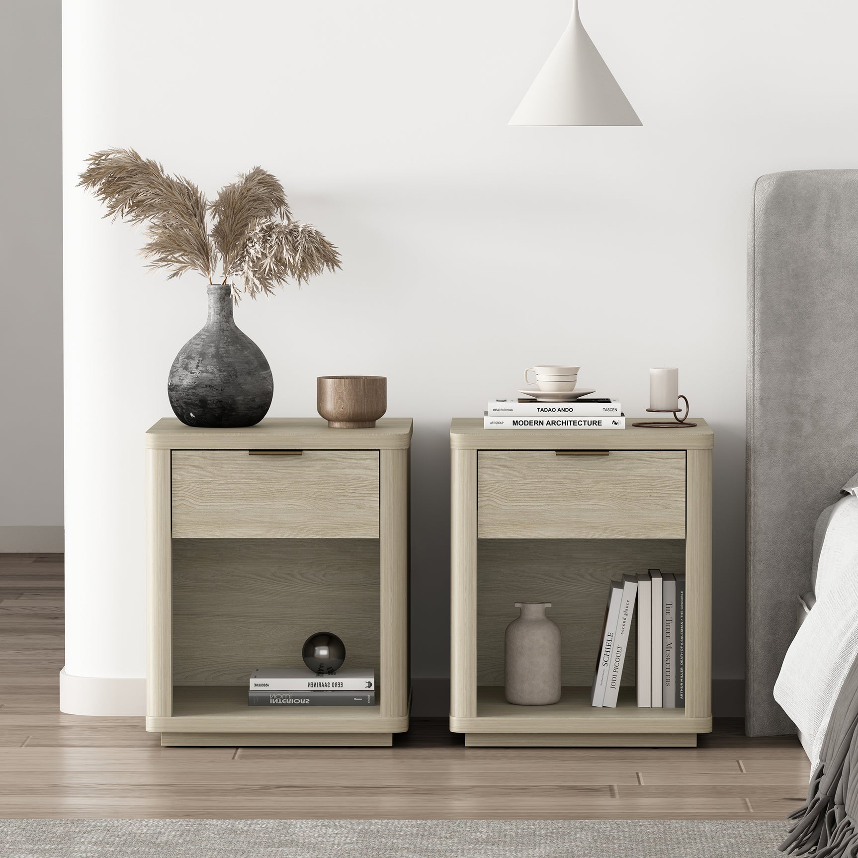 Evelyn Nightstand in Natural (set of 2) - Ornate Home