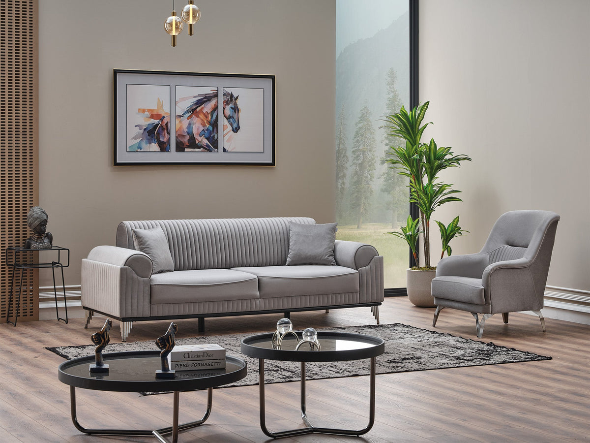 Everest Light Grey 3-pieces (Sofa & Loveseat & Chair) Living Room Set - Ornate Home