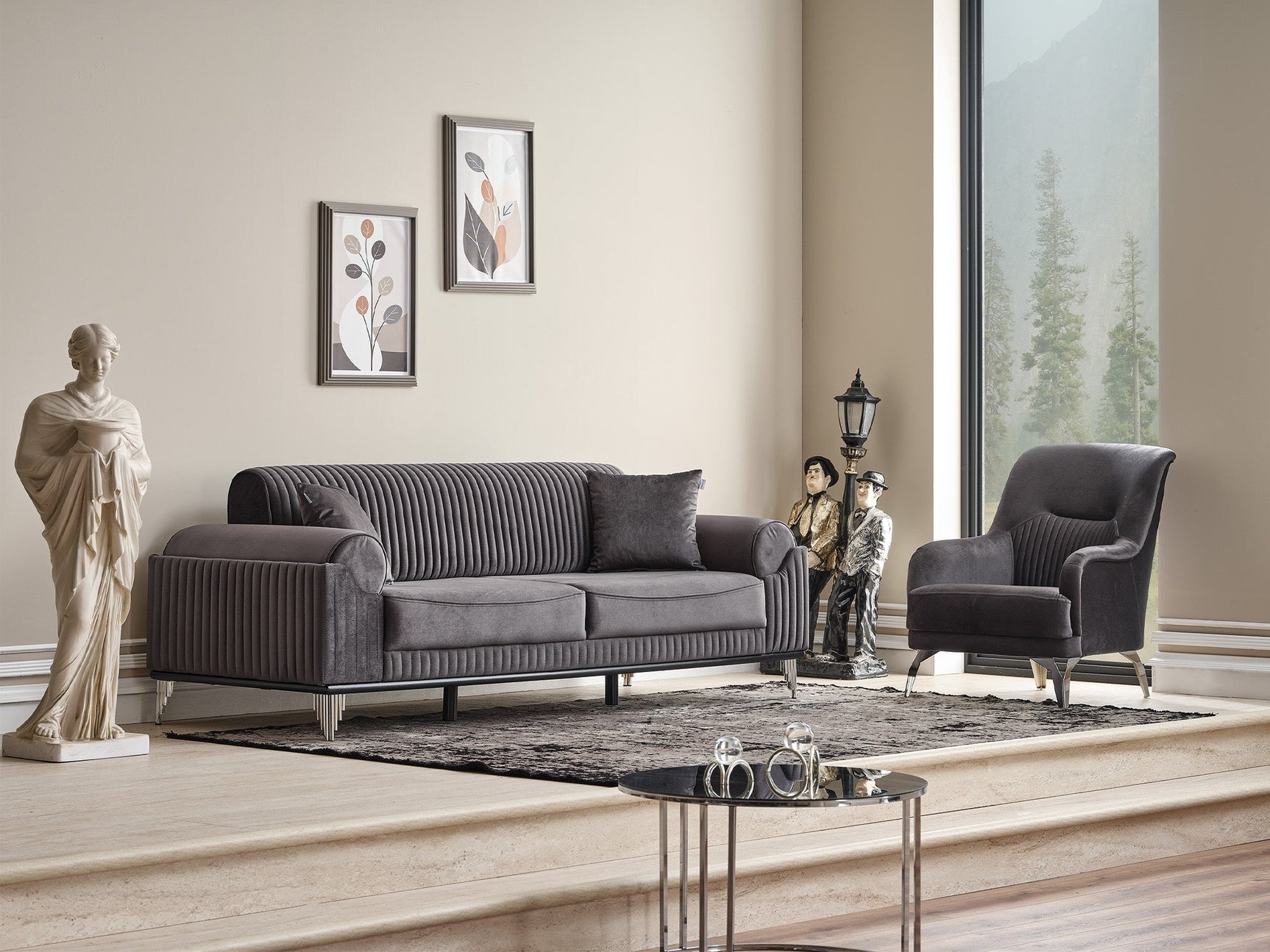 Everest Grey Convertible Sofa