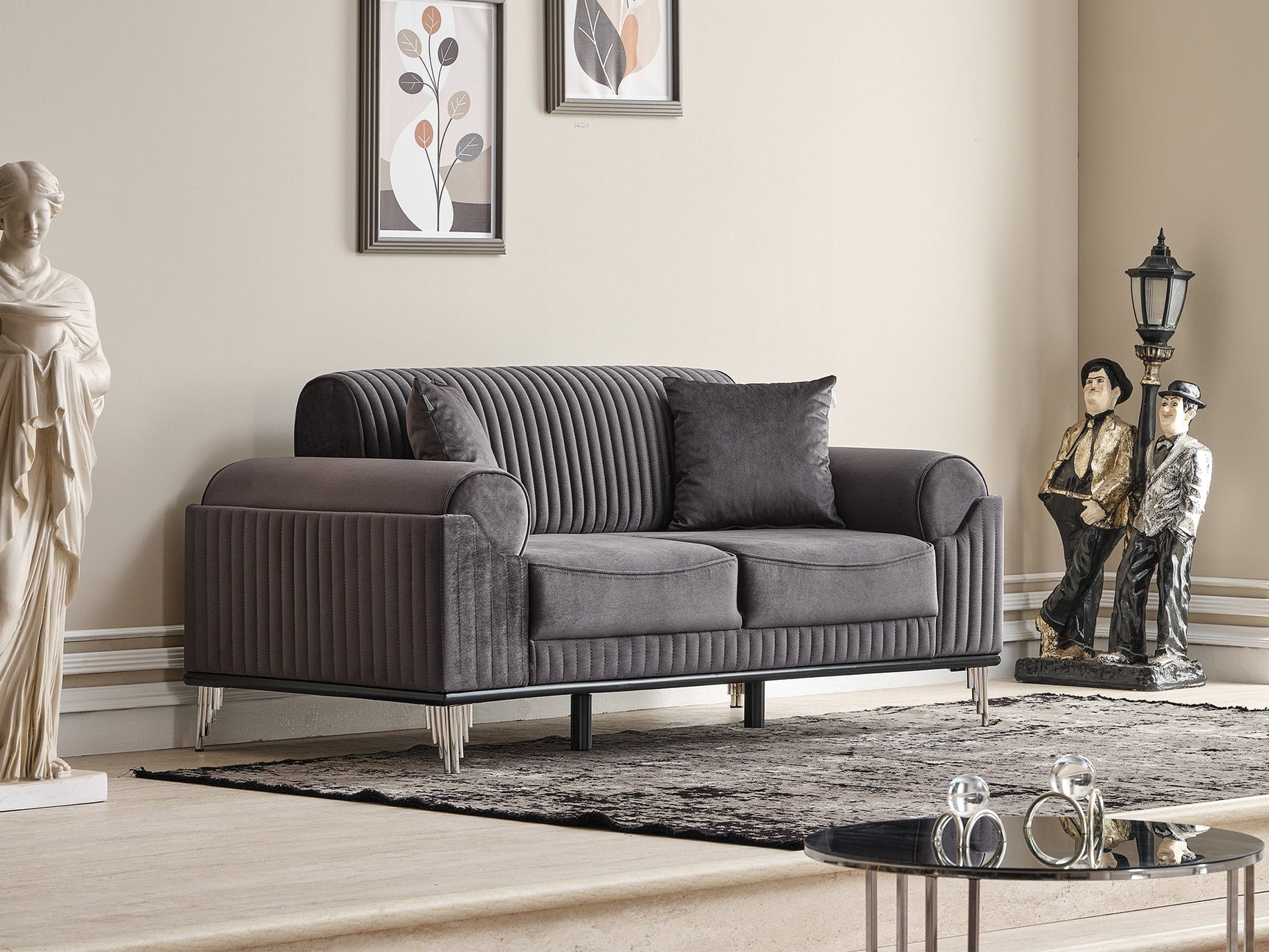 Everest Grey Convertible Loveseat