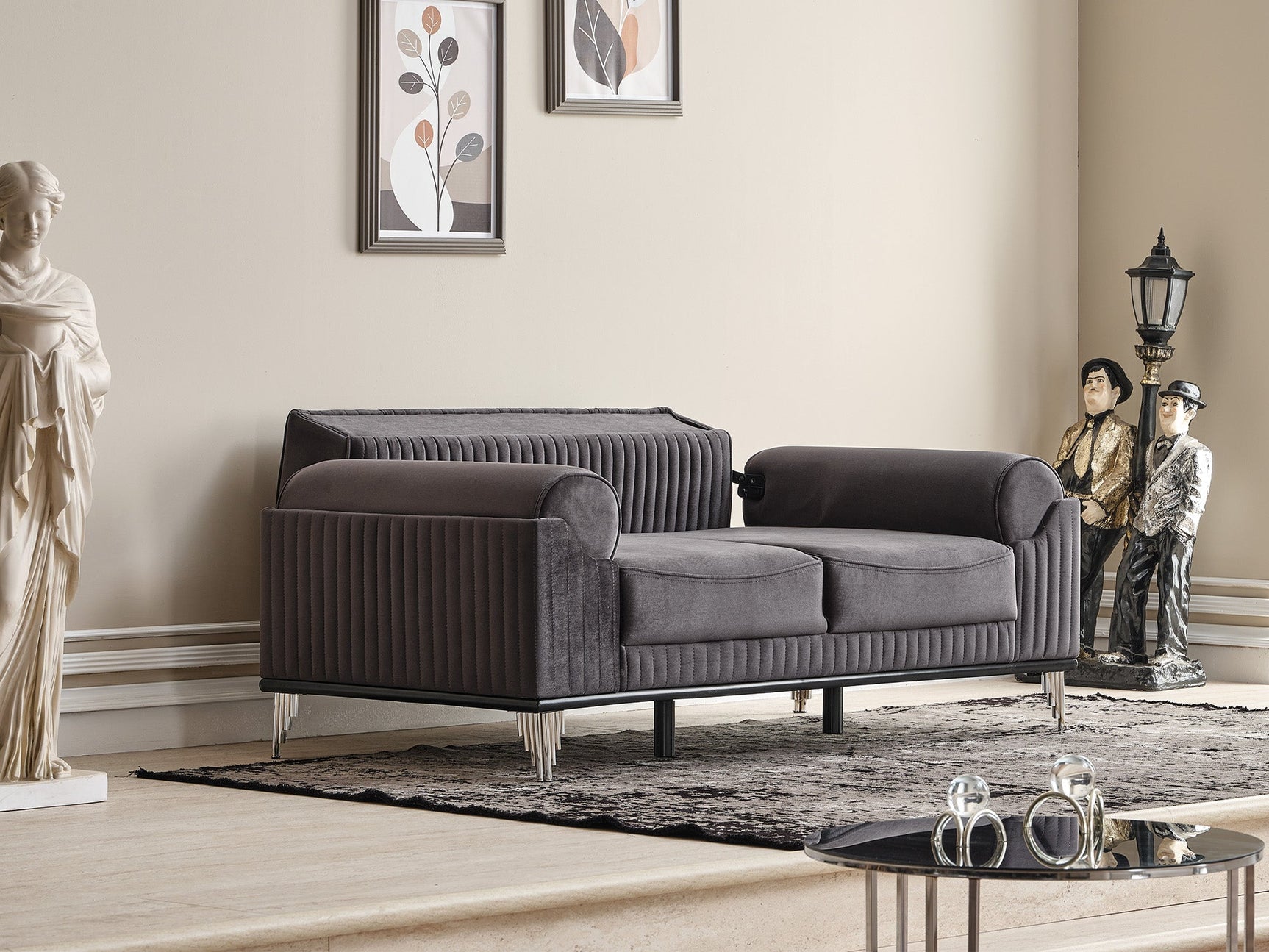 Everest Grey Convertible Loveseat