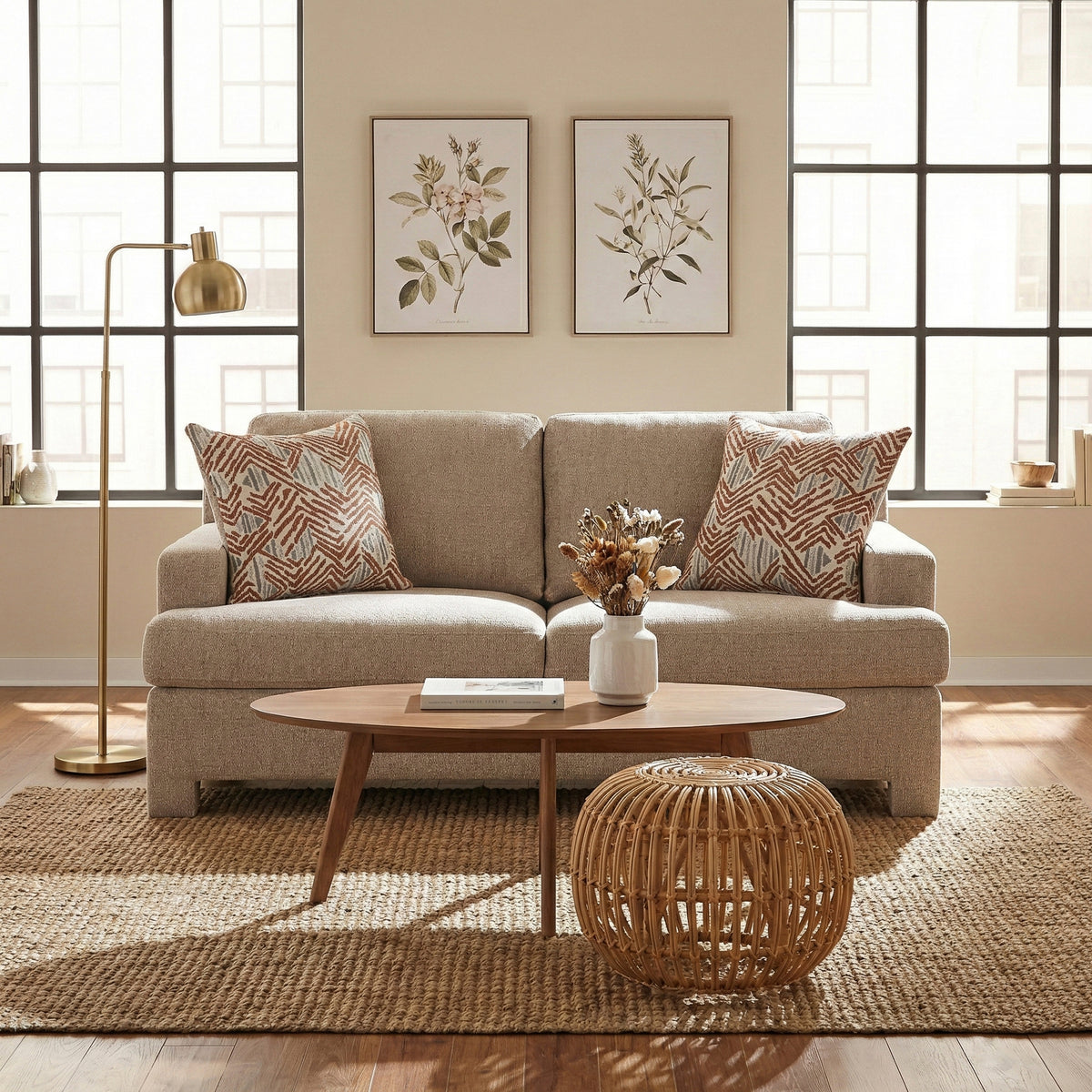 Everly Beige Loveseat - Ornate Home
