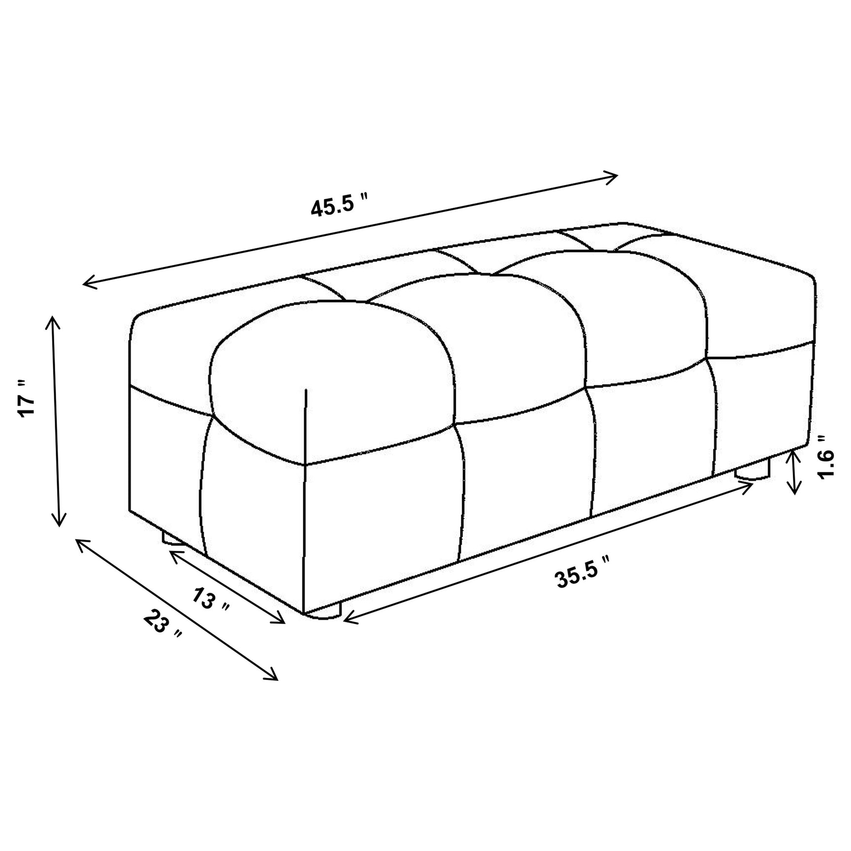 Everly Off White Ottoman - Ornate Home