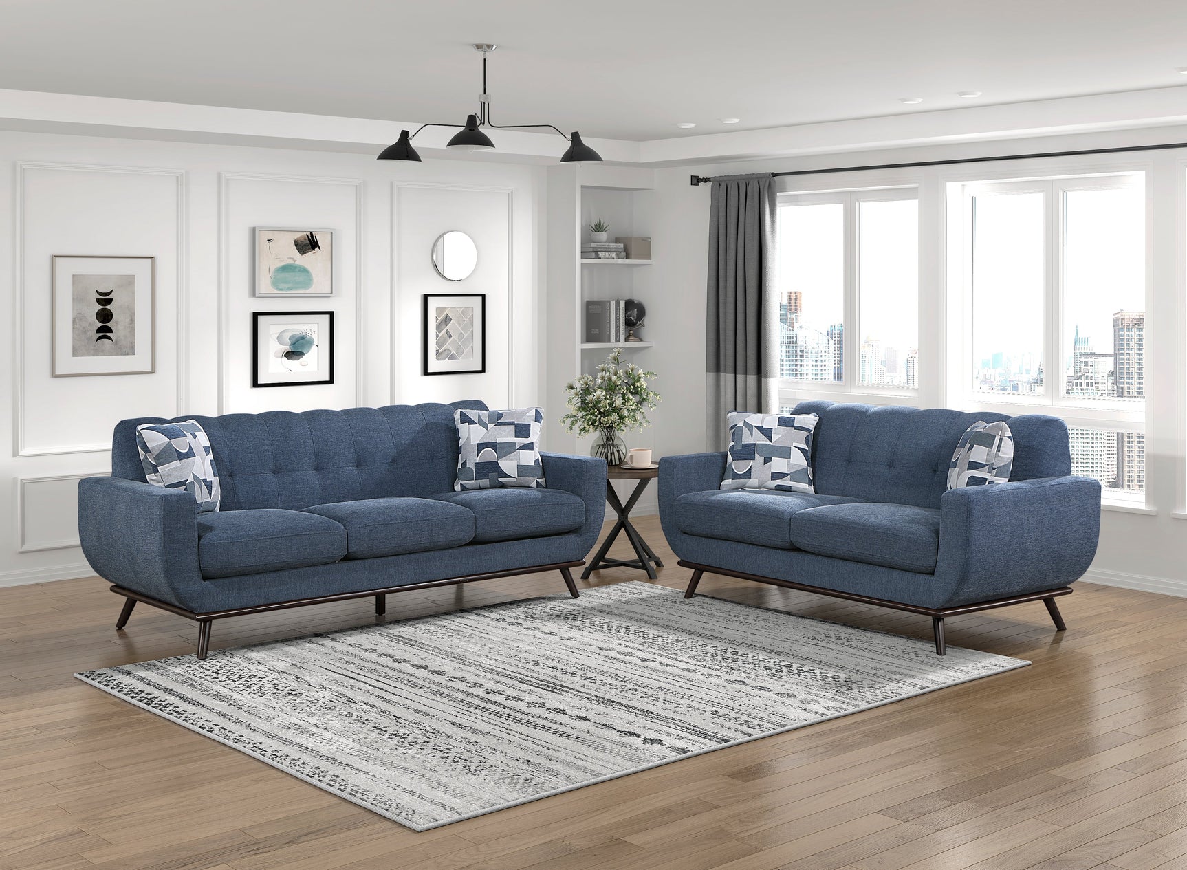 Everton Blue Loveseat - Ornate Home
