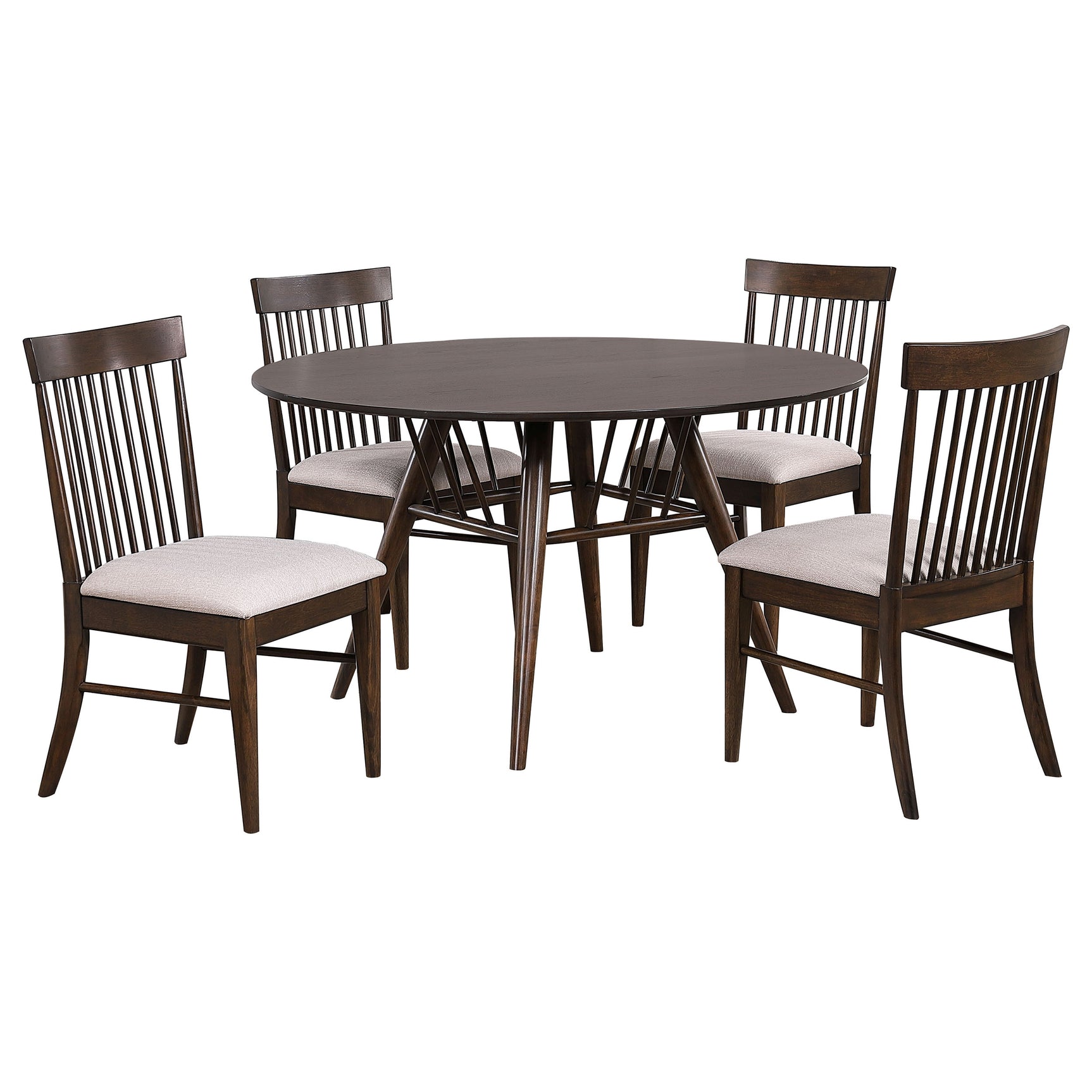 Everton Dark Walnut / Wheat 5-piece Dining Room Set - Ornate Home