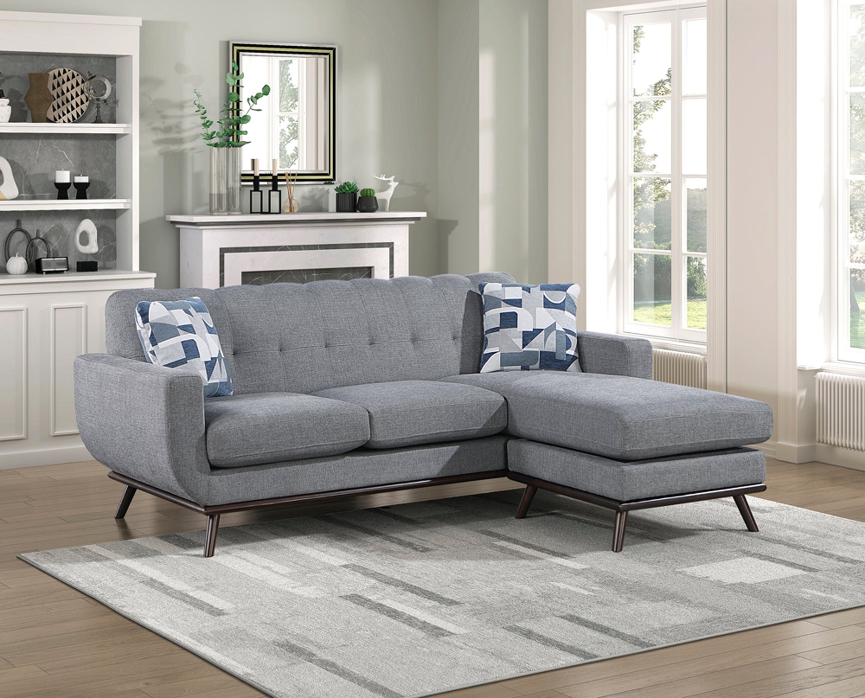 Everton Gray Reversible Sofa Chaise - Ornate Home