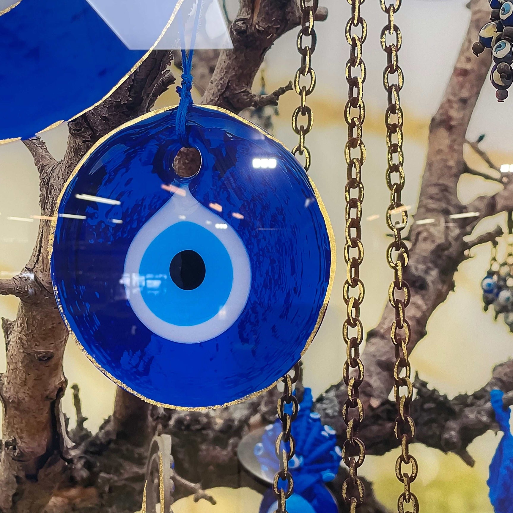 Evil Eye Protection Tempered Glass w / Foil Wall Art - Ornate Home