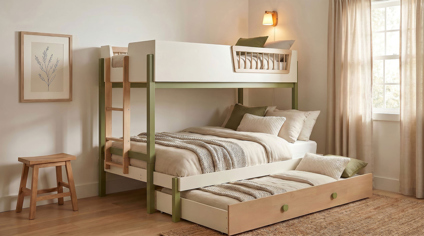 Evren Off White / Natural / Olive Trundle - Ornate Home