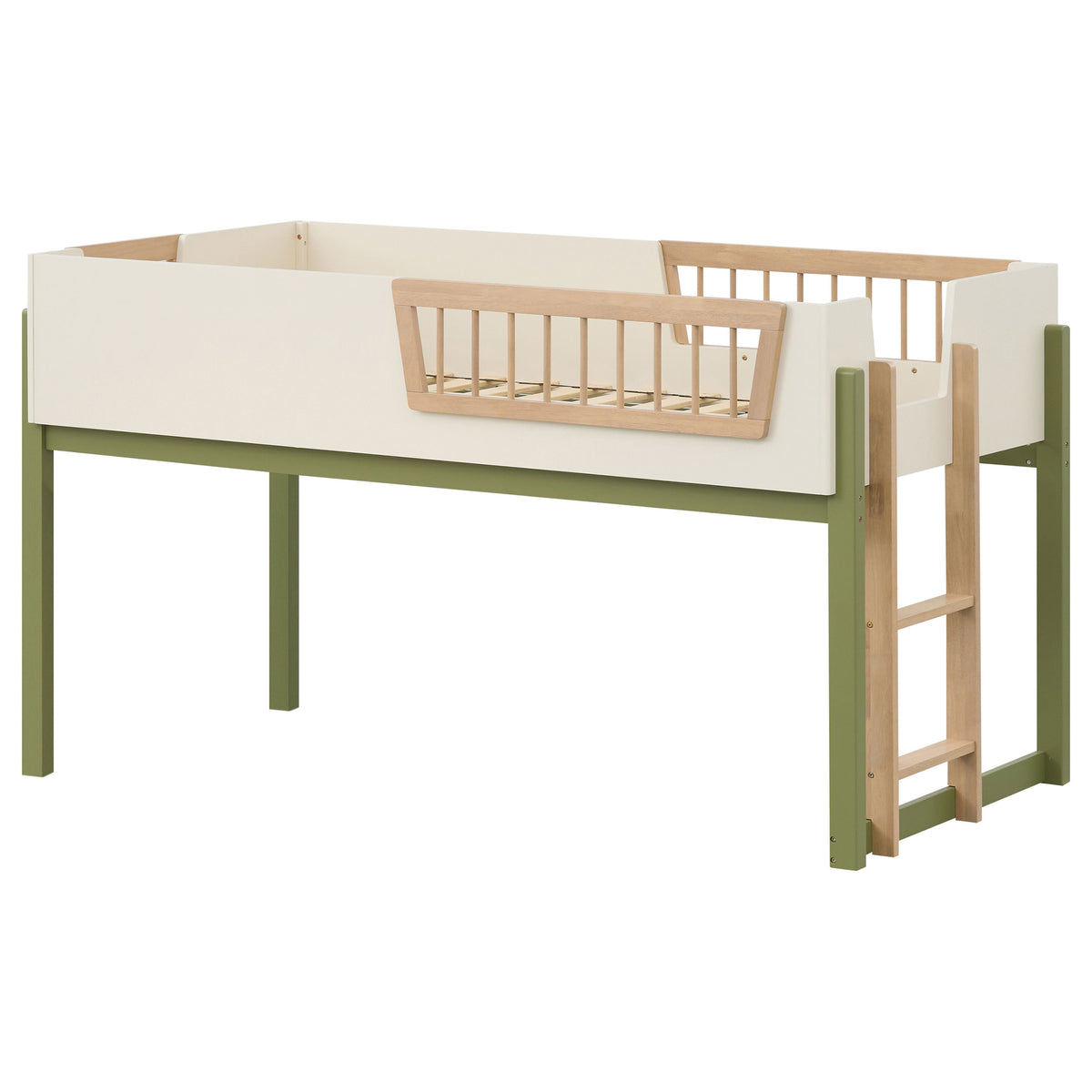 Evren Off White / Natural / Olive Twin Loft Bed - Ornate Home