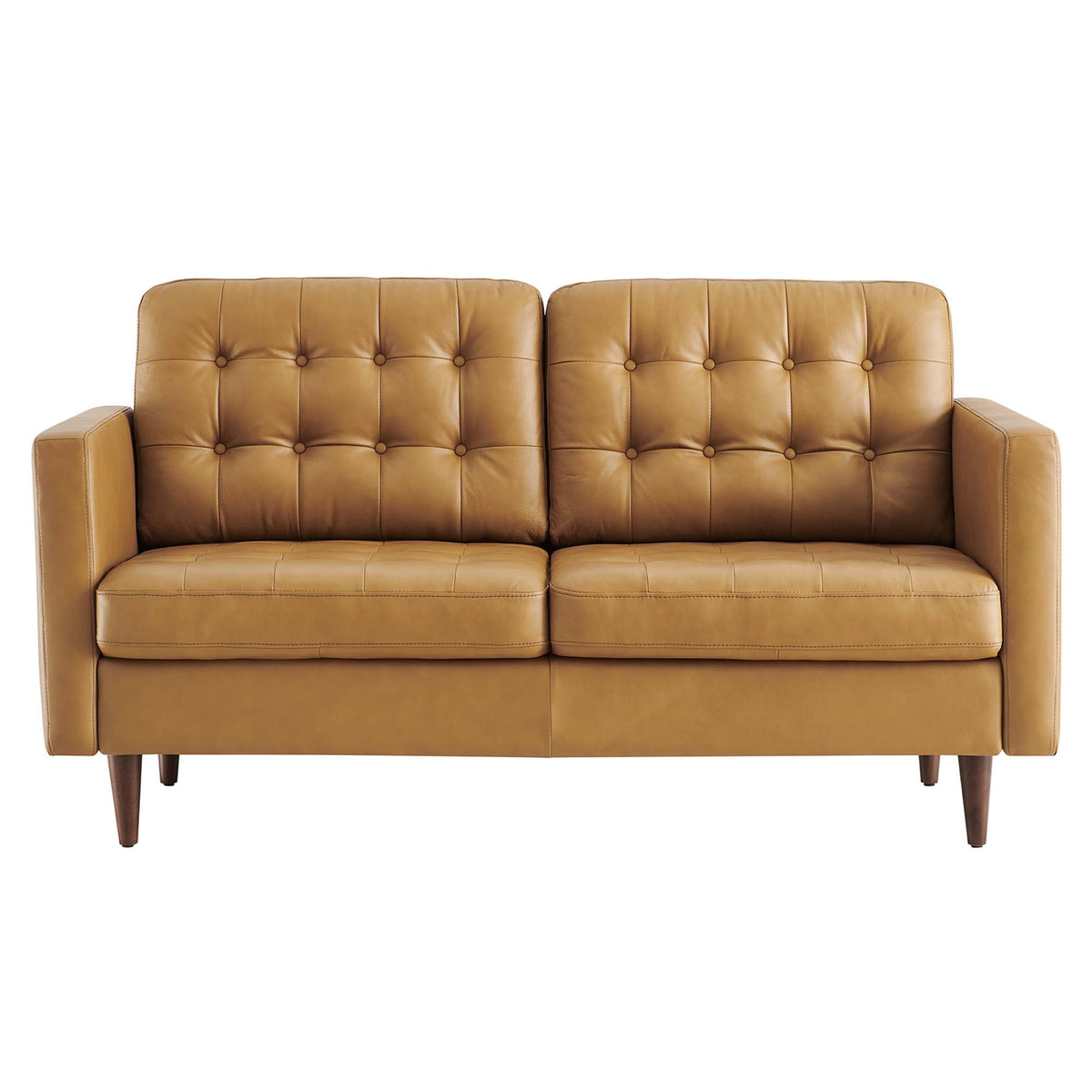 Exalt Tan Tufted Leather Loveseat - Ornate Home
