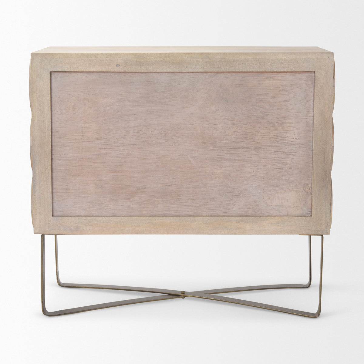 Excelsior Light Brown/Gold Wood Iron Base Accent Cabinet