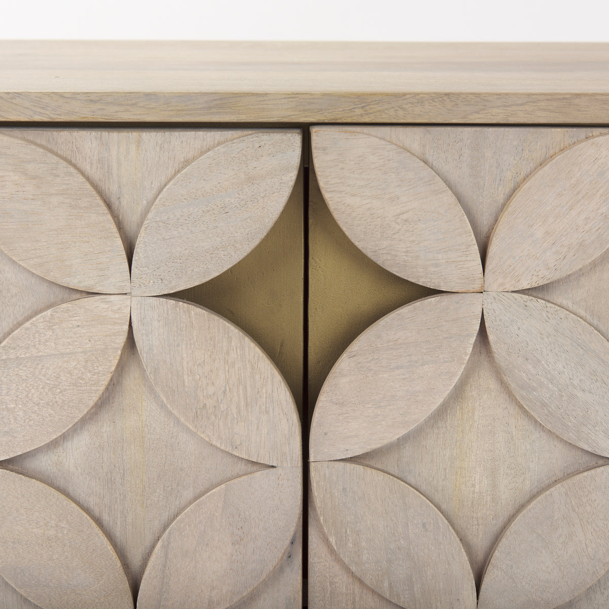 Excelsior Light Brown/Gold Wood Iron Base Accent Cabinet