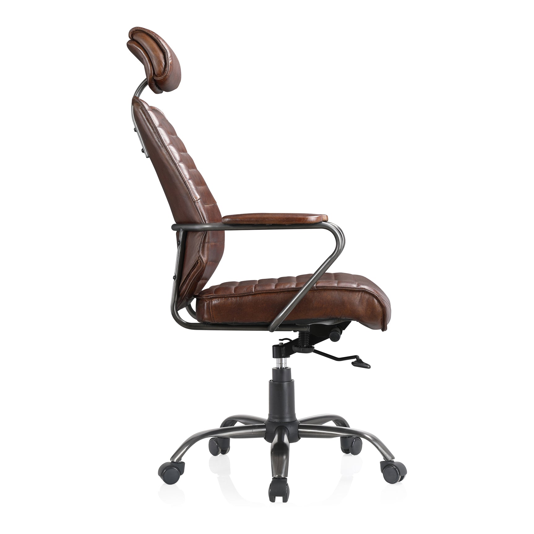 Executive Dark Brown Leather Office Chair - Ornate Home