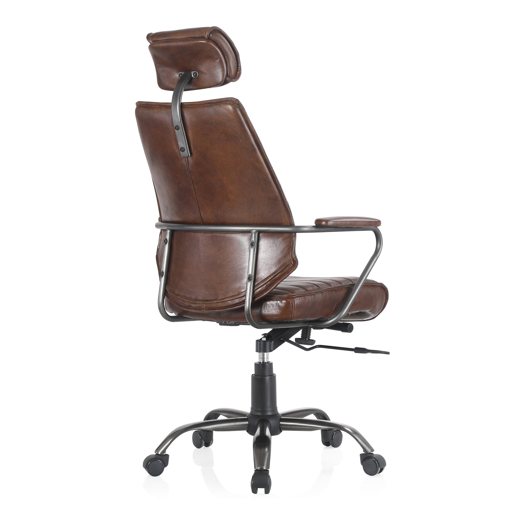 Executive Dark Brown Leather Office Chair - Ornate Home