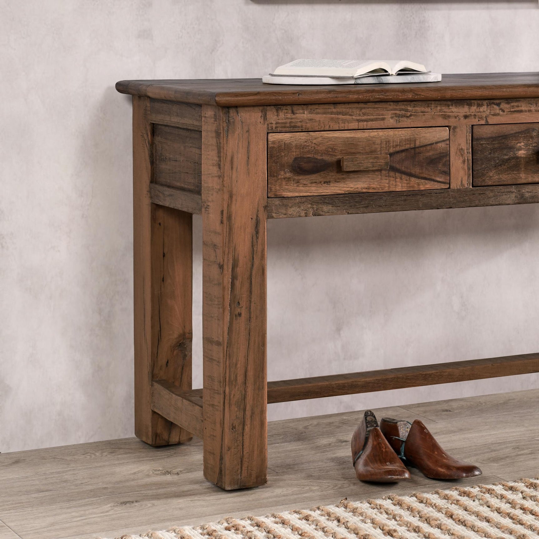 Ezra Natural 3 Drawer Console Table - Ornate Home
