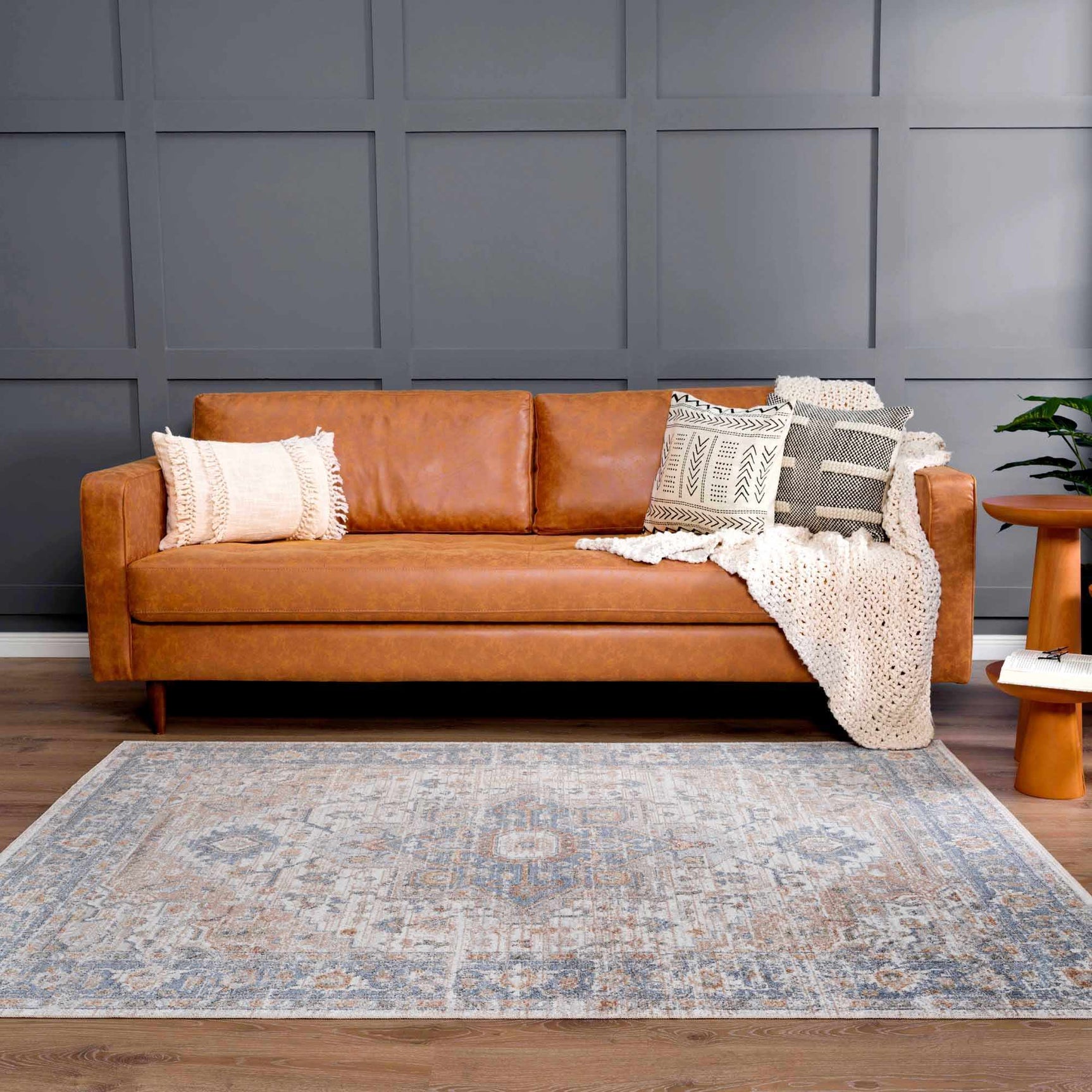 Ezri Cream Washable Area Rug - Ornate Home