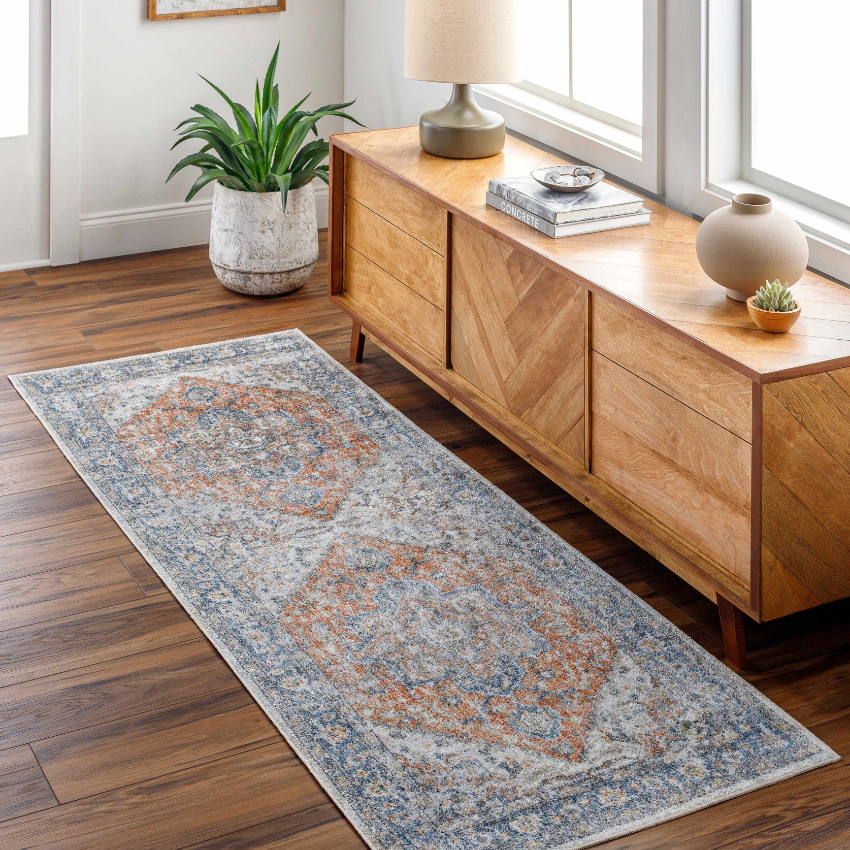 Ezri Rust Washable Area Rug - Ornate Home