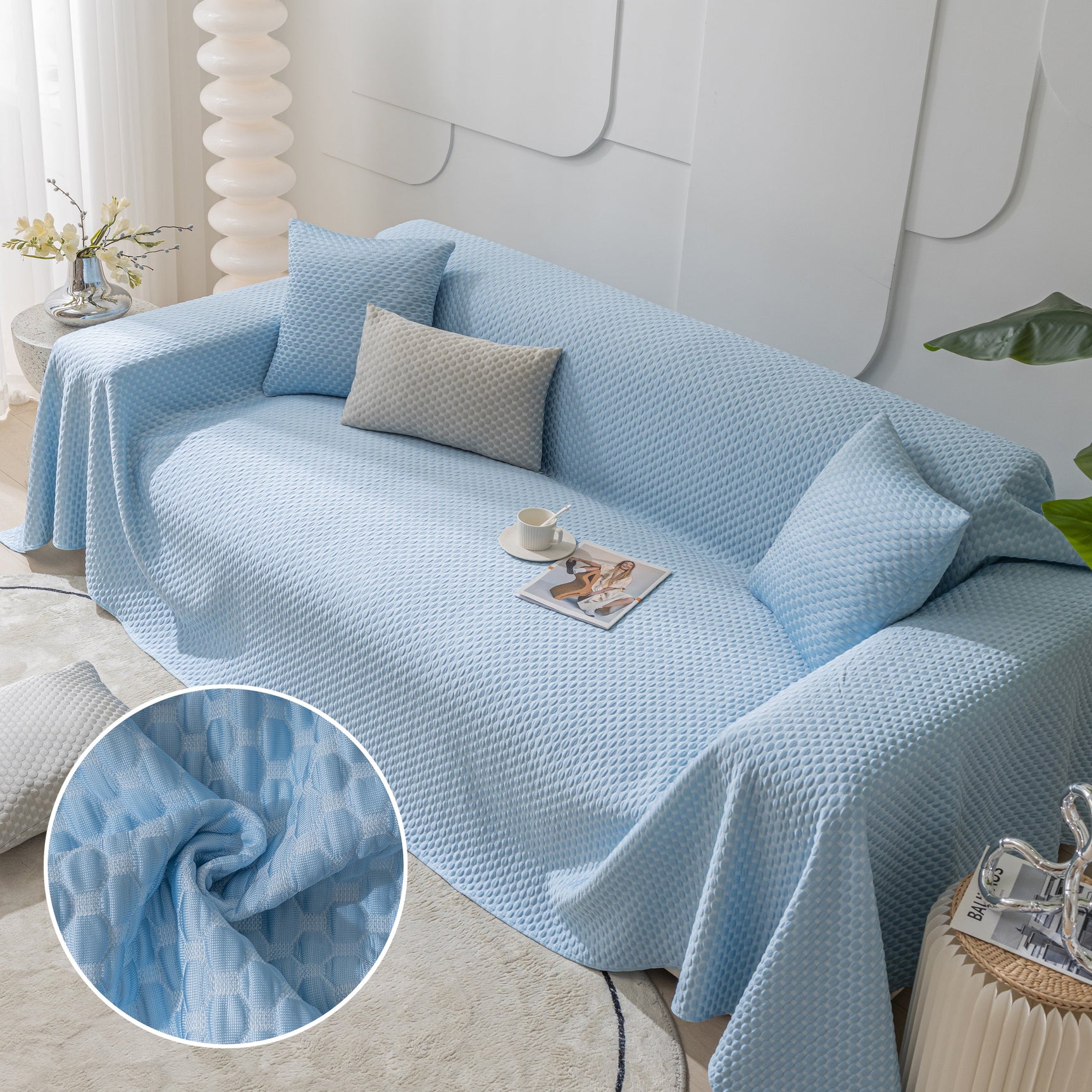 FASHION Granular Textured Sofa Couch Covers, L Shape Sectional Couch Covers, Sofa Covers for Living Room - Ornate Home