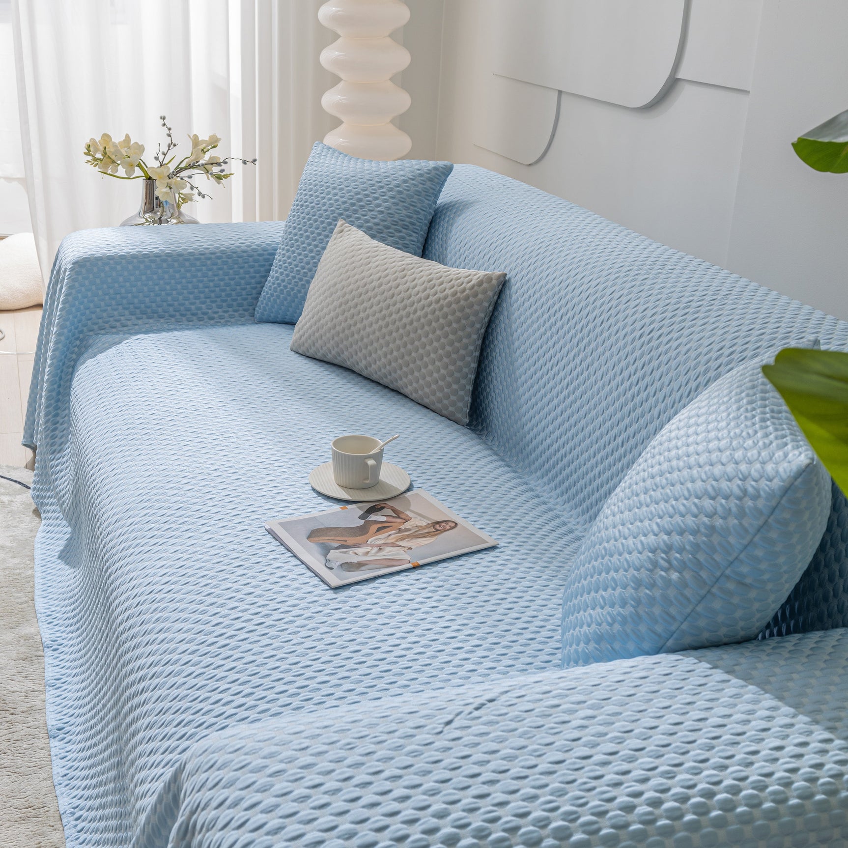 FASHION Granular Textured Sofa Couch Covers, L Shape Sectional Couch Covers, Sofa Covers for Living Room - Ornate Home