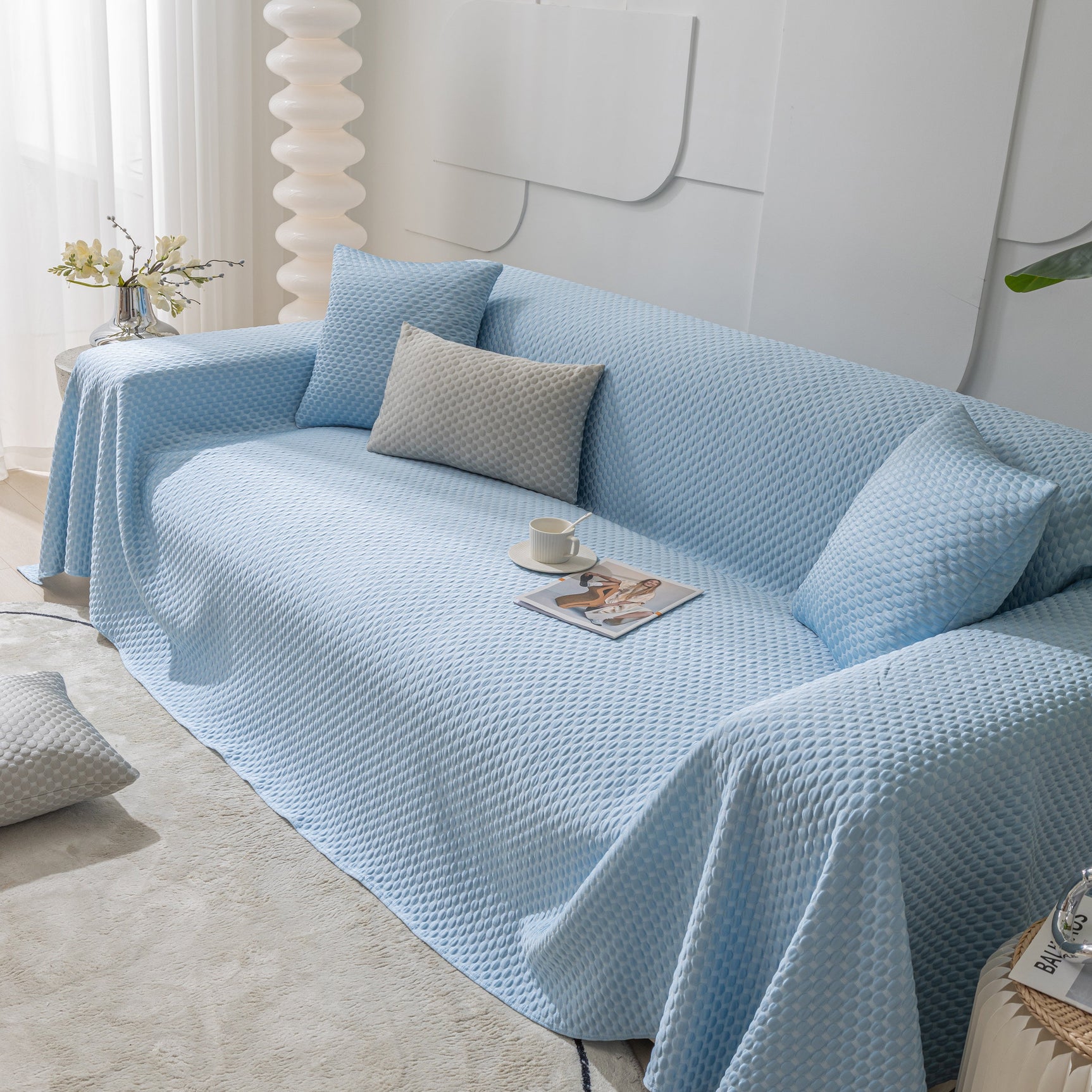 FASHION Granular Textured Sofa Couch Covers, L Shape Sectional Couch Covers, Sofa Covers for Living Room - Ornate Home