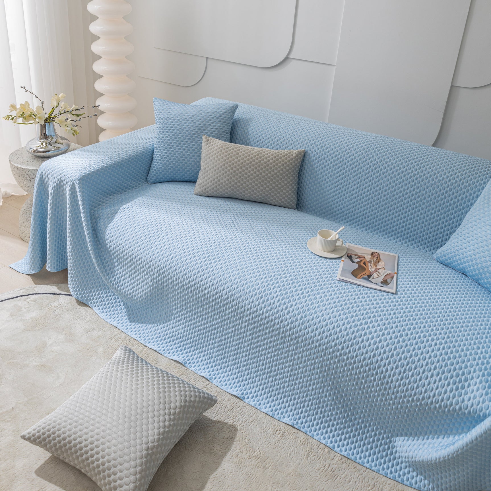 FASHION Granular Textured Sofa Couch Covers, L Shape Sectional Couch Covers, Sofa Covers for Living Room - Ornate Home