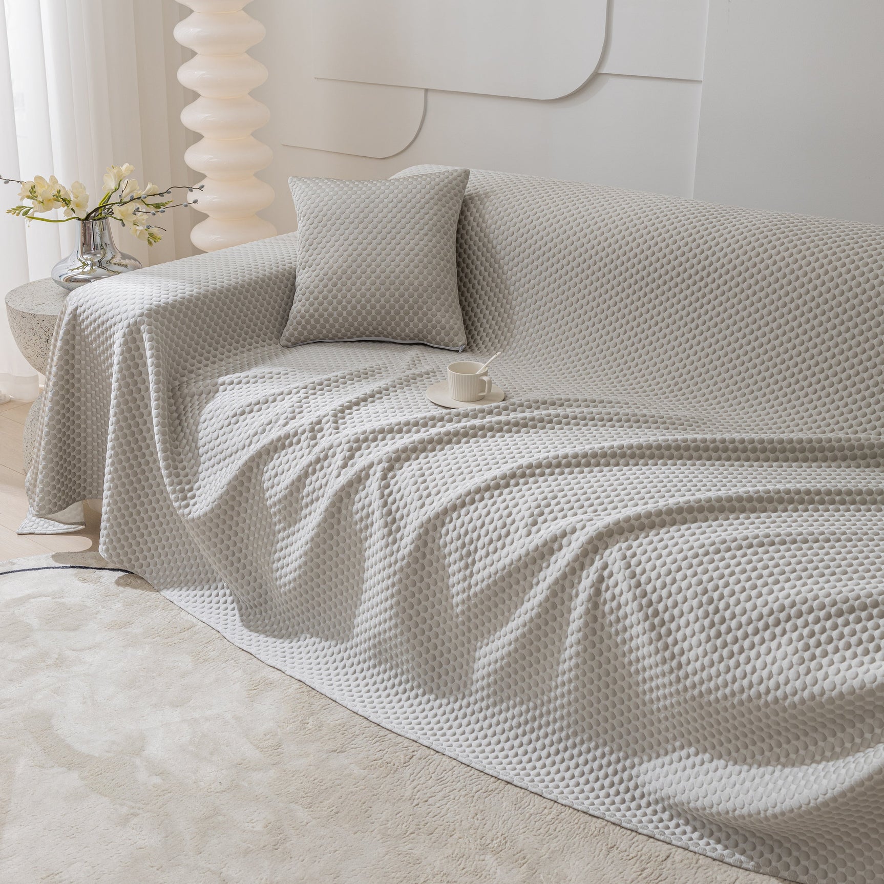 FASHION Granular Textured Sofa Couch Covers, L Shape Sectional Couch Covers, Sofa Covers for Living Room - Ornate Home